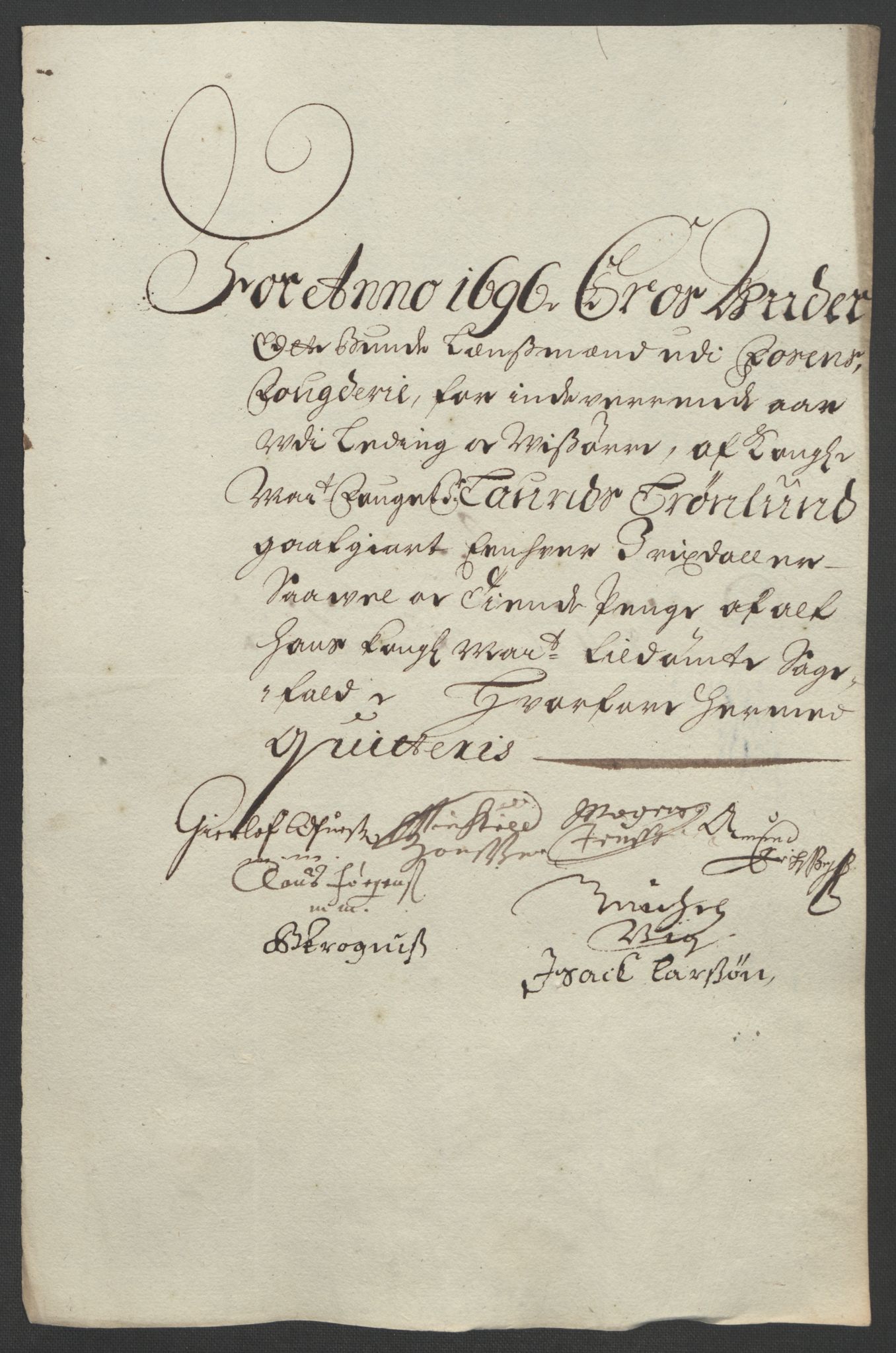 Rentekammeret inntil 1814, Reviderte regnskaper, Fogderegnskap, AV/RA-EA-4092/R57/L3851: Fogderegnskap Fosen, 1695-1696, p. 289