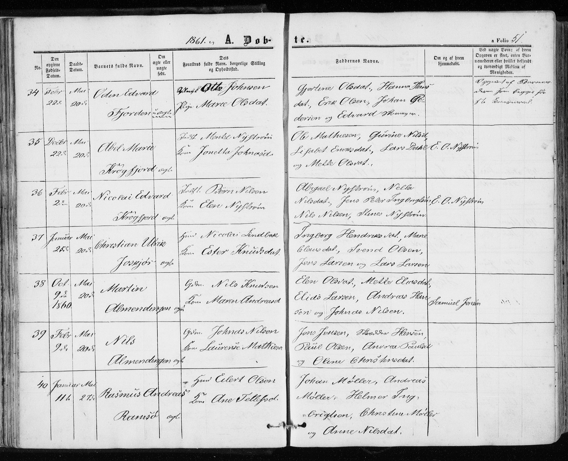 Ministerialprotokoller, klokkerbøker og fødselsregistre - Sør-Trøndelag, AV/SAT-A-1456/657/L0705: Parish register (official) no. 657A06, 1858-1867, p. 51