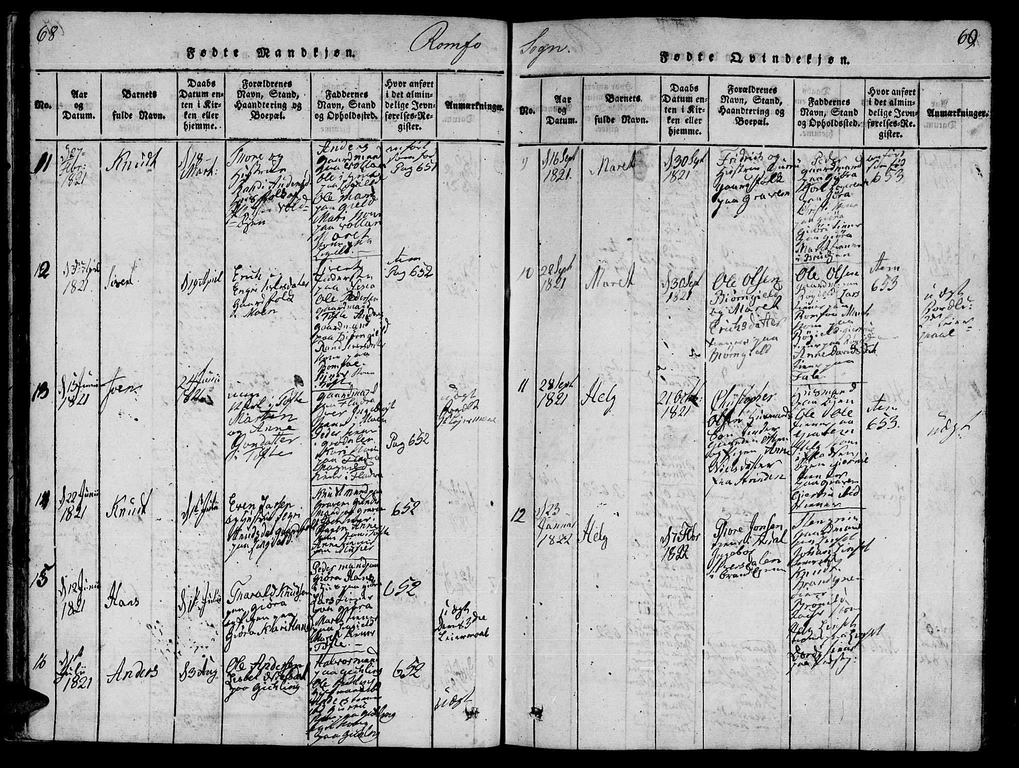 Ministerialprotokoller, klokkerbøker og fødselsregistre - Møre og Romsdal, AV/SAT-A-1454/590/L1010: Parish register (official) no. 590A03 /2, 1820-1832, p. 68-69