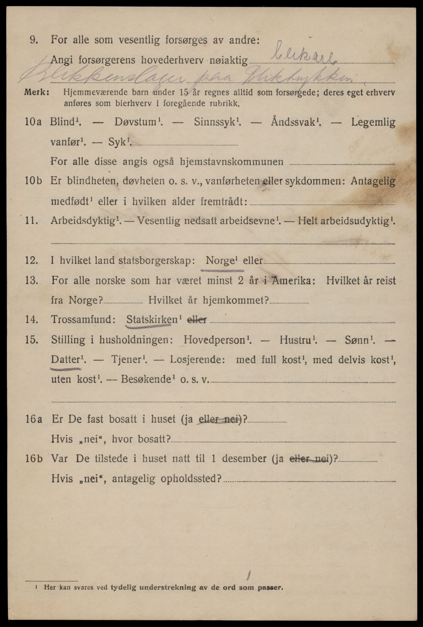 SAST, 1920 census for Stavanger, 1920, p. 66081