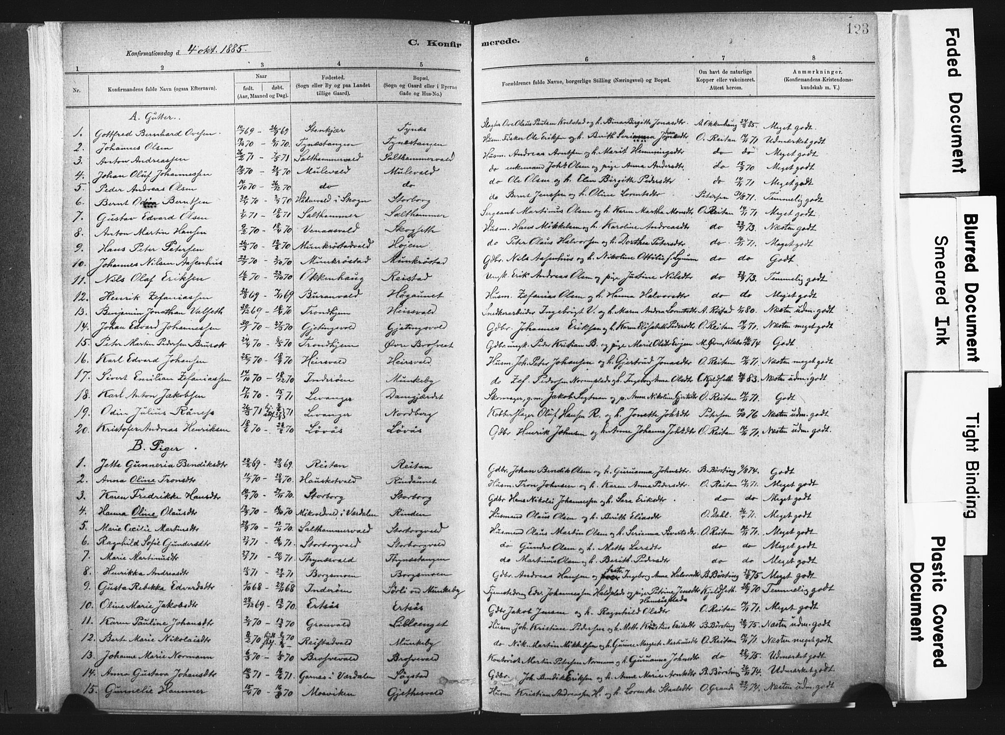 Ministerialprotokoller, klokkerbøker og fødselsregistre - Nord-Trøndelag, SAT/A-1458/721/L0207: Parish register (official) no. 721A02, 1880-1911, p. 123