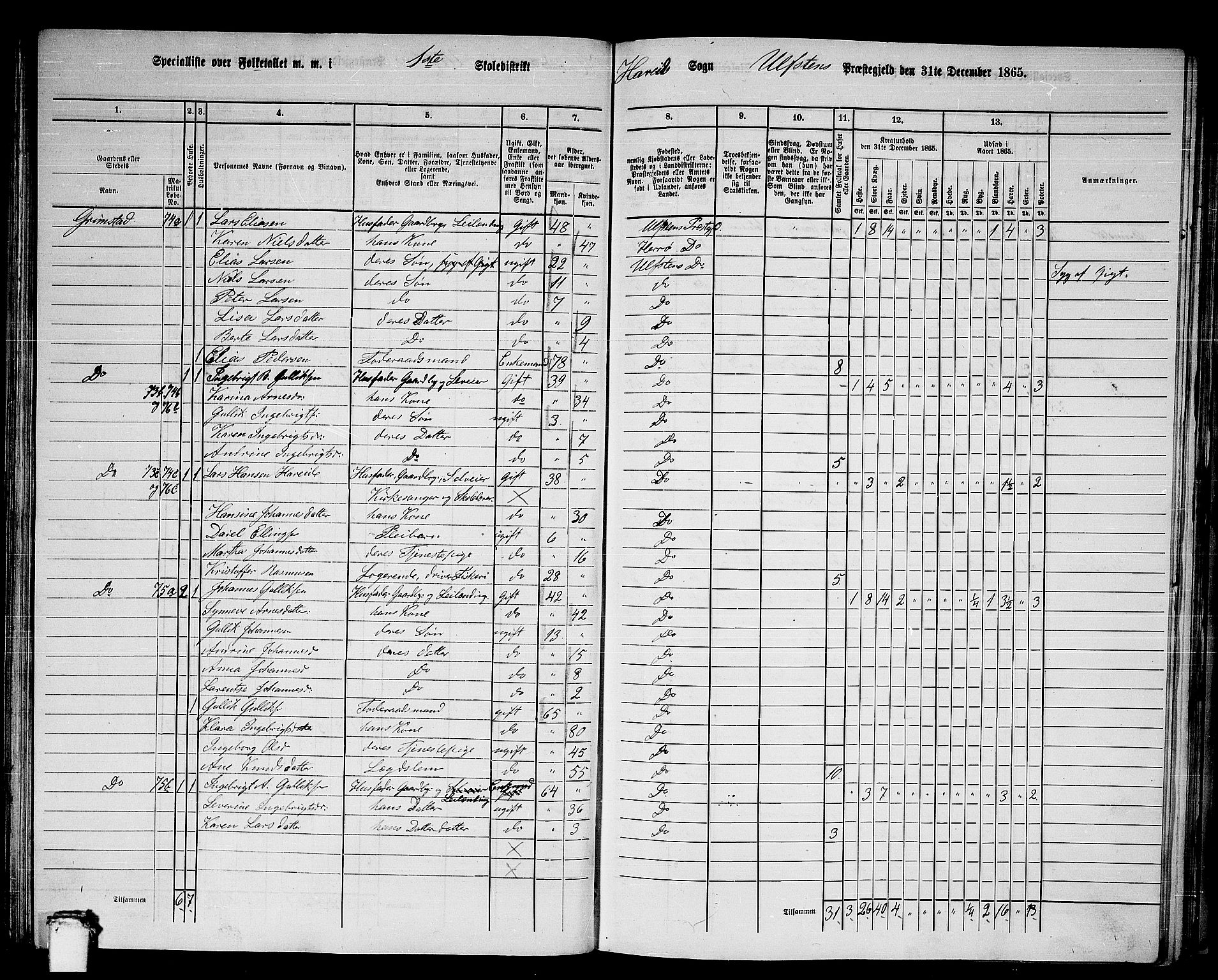 RA, 1865 census for Ulstein, 1865, p. 101