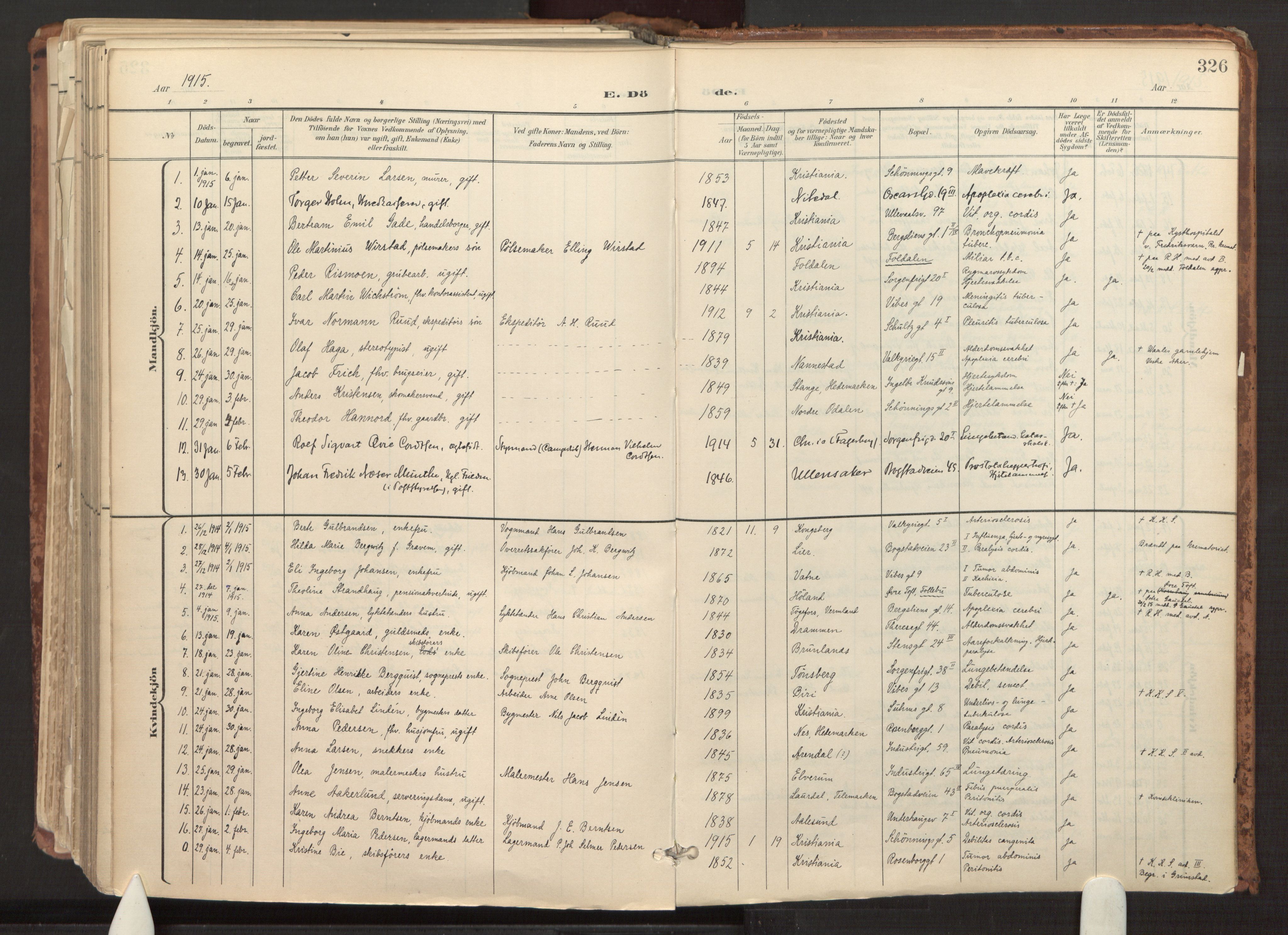 Fagerborg prestekontor Kirkebøker, SAO/A-10844/F/Fa/L0003: Parish register (official) no. 3, 1898-1916, p. 326