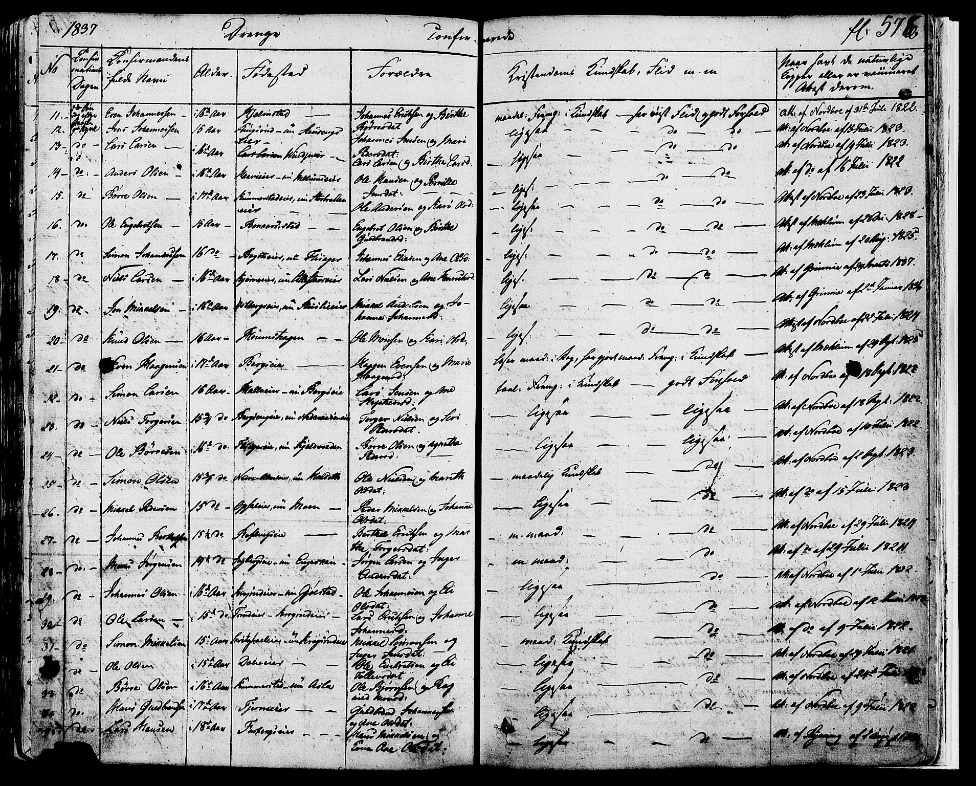 Ringsaker prestekontor, SAH/PREST-014/K/Ka/L0007: Parish register (official) no. 7B, 1826-1837, p. 576