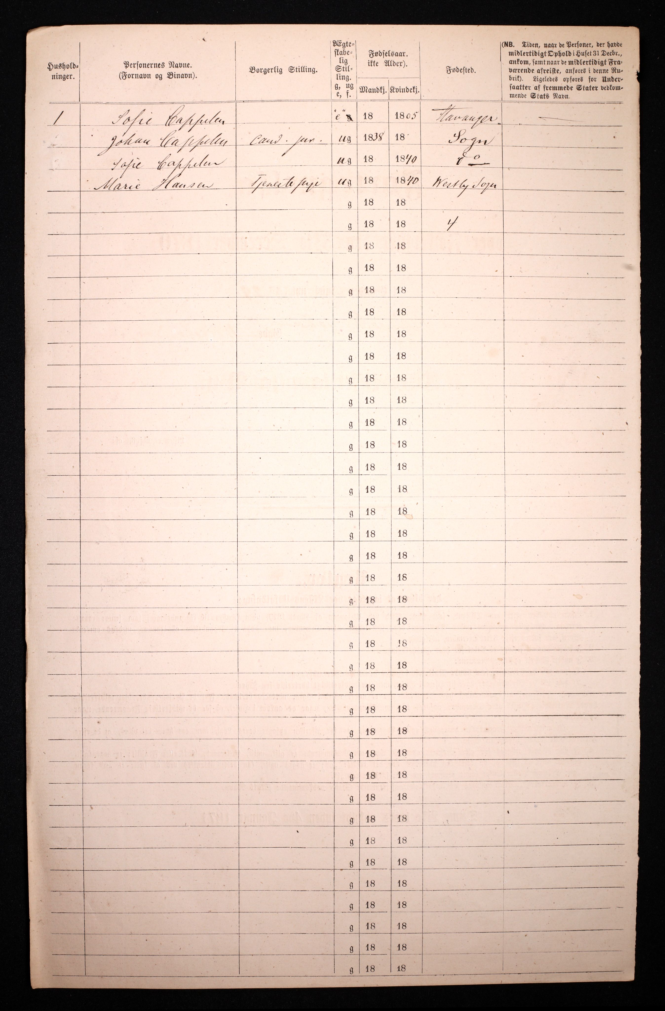 RA, 1870 census for 0301 Kristiania, 1870, p. 4638