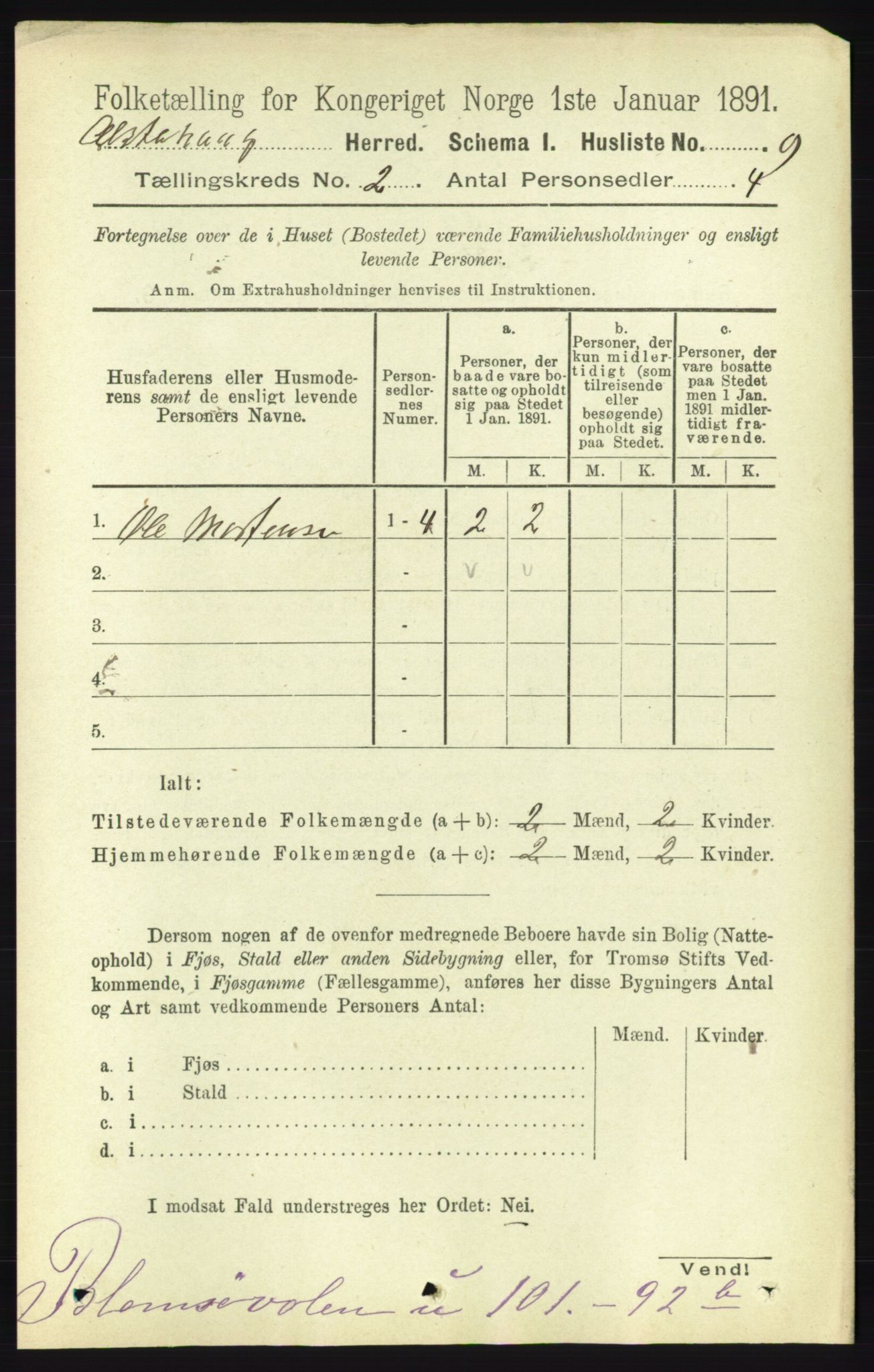 RA, 1891 census for 1820 Alstahaug, 1891, p. 433