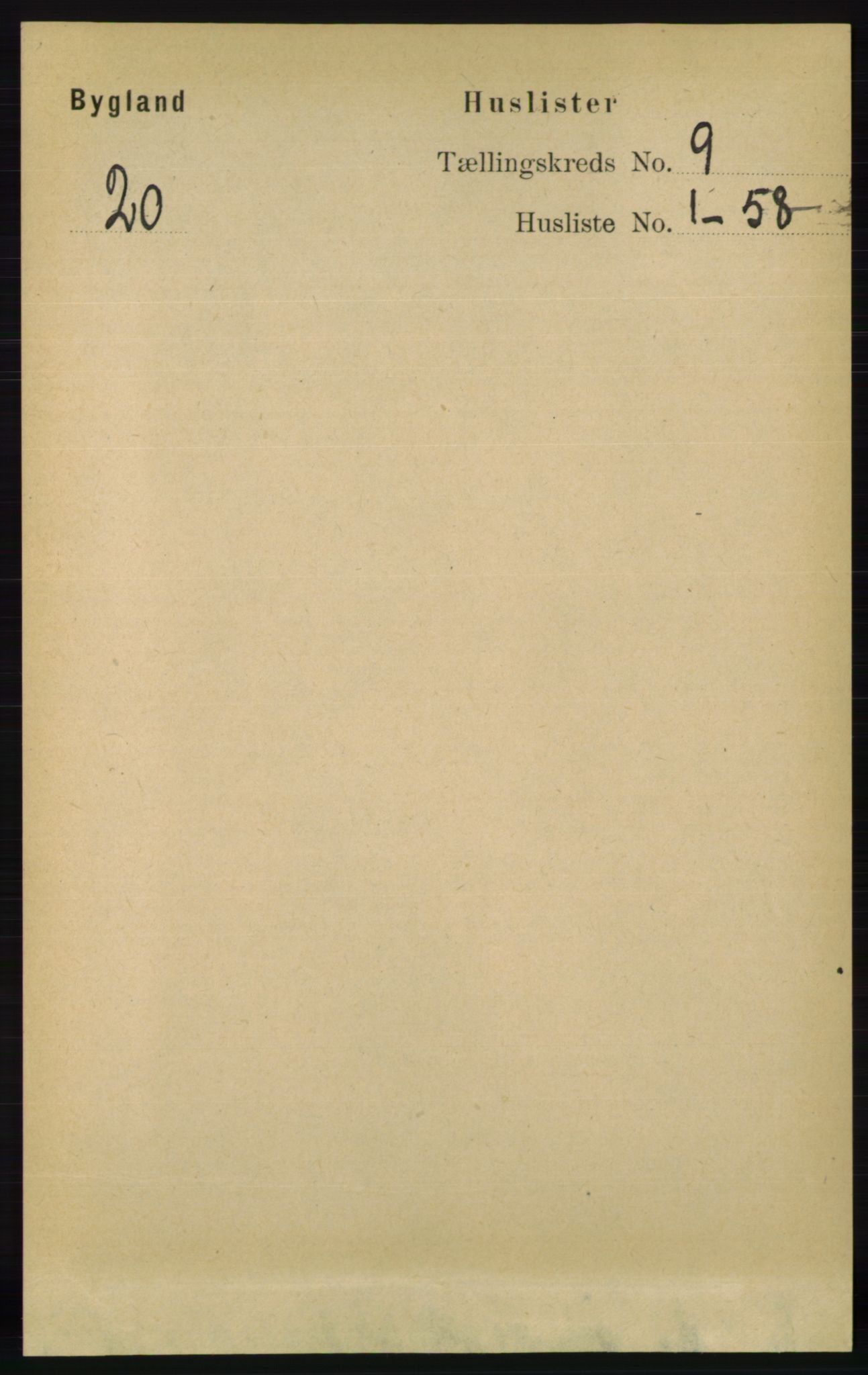 RA, 1891 census for 0938 Bygland, 1891, p. 2191