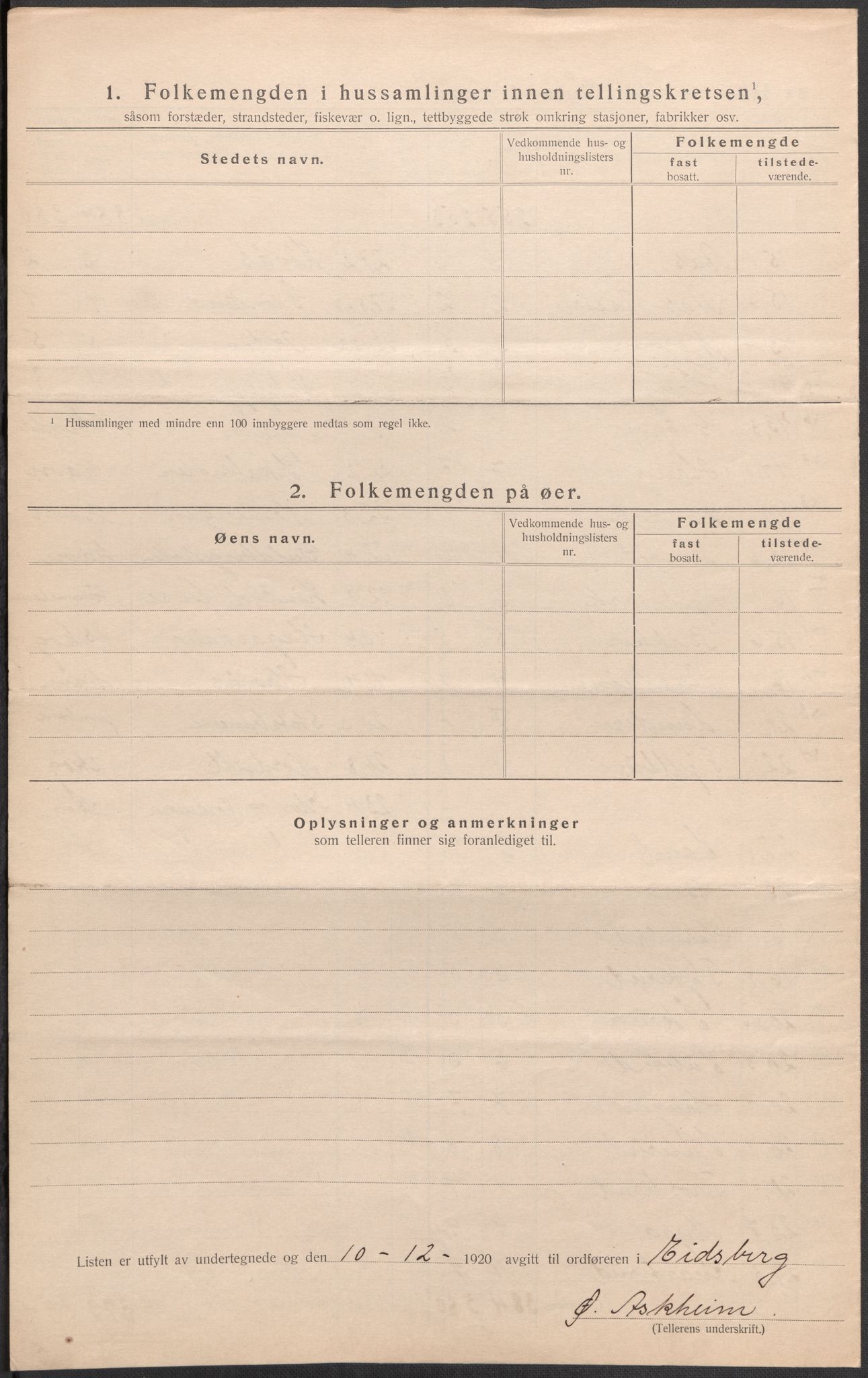SAO, 1920 census for Eidsberg, 1920, p. 10