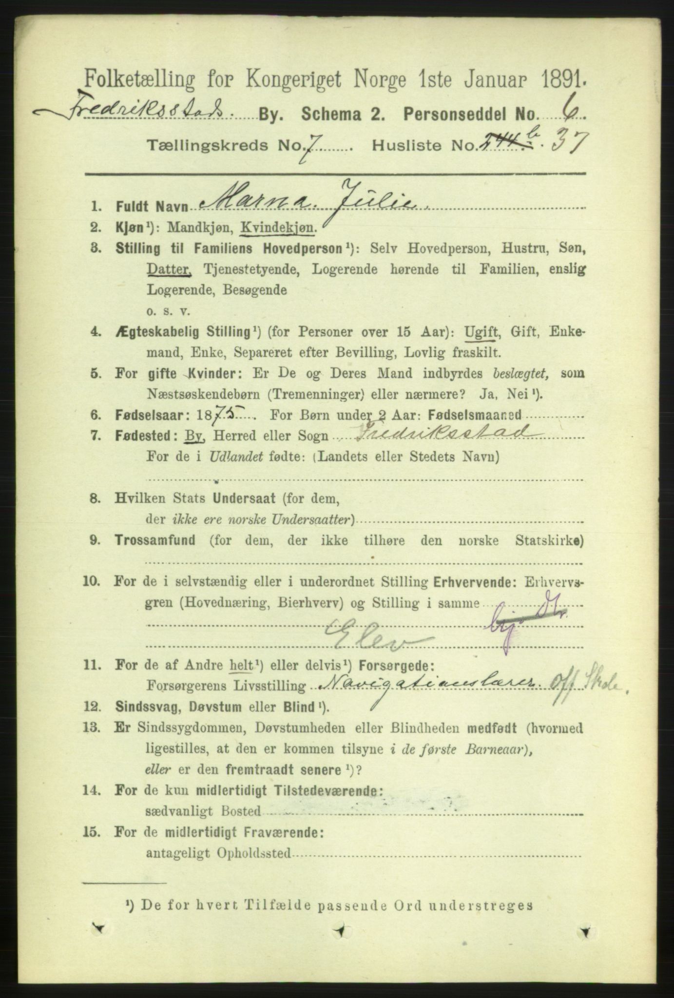 RA, 1891 census for 0103 Fredrikstad, 1891, p. 9079