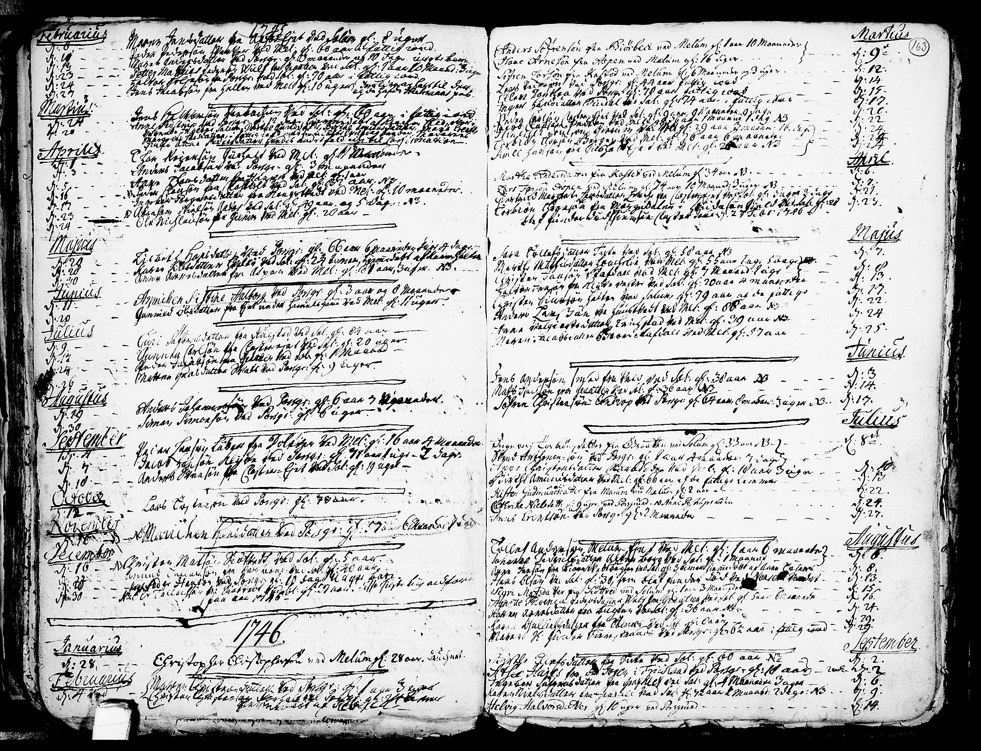 Solum kirkebøker, AV/SAKO-A-306/F/Fa/L0002: Parish register (official) no. I 2, 1713-1761, p. 163