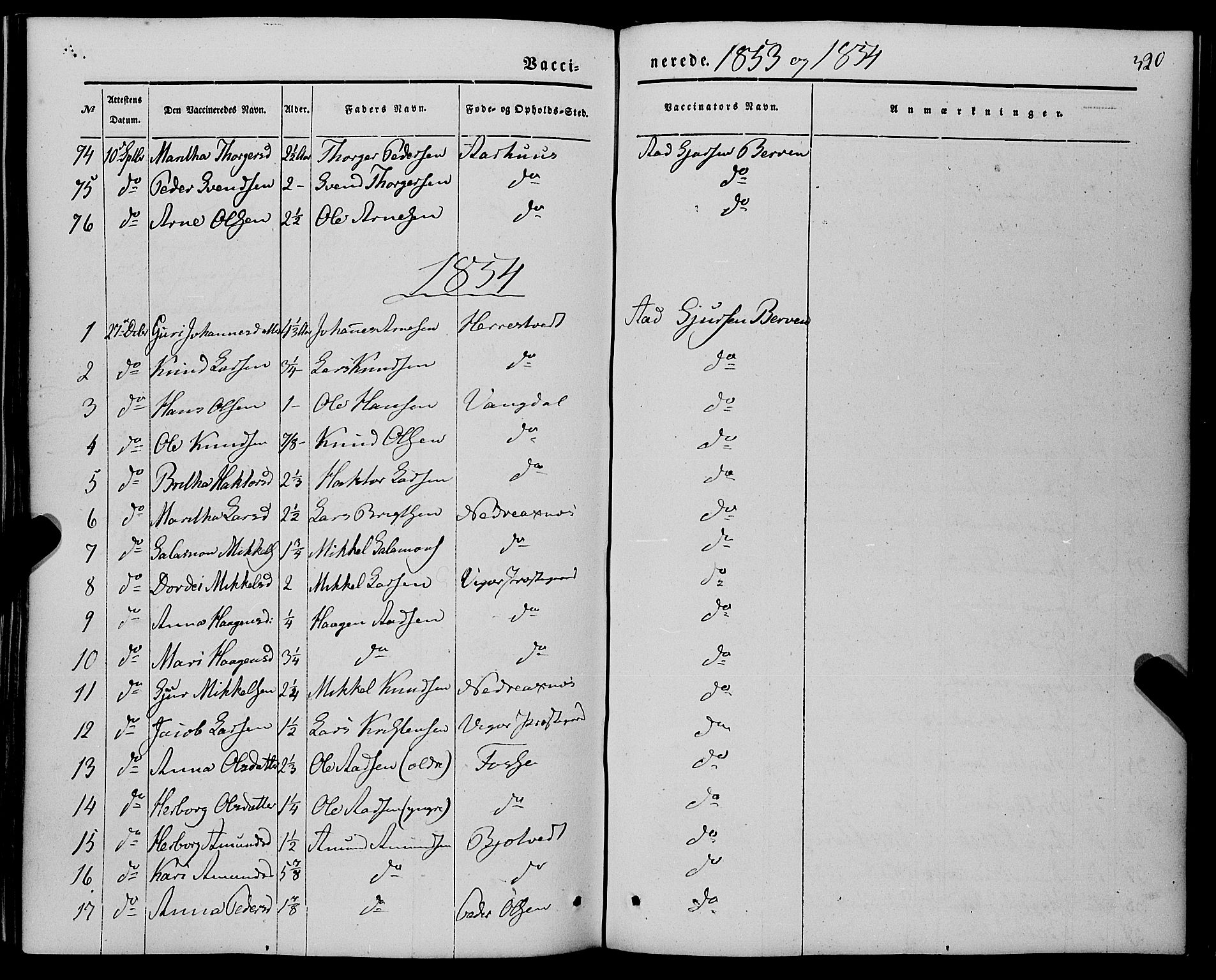Kvam sokneprestembete, SAB/A-76201/H/Haa: Parish register (official) no. A 8, 1844-1863, p. 320