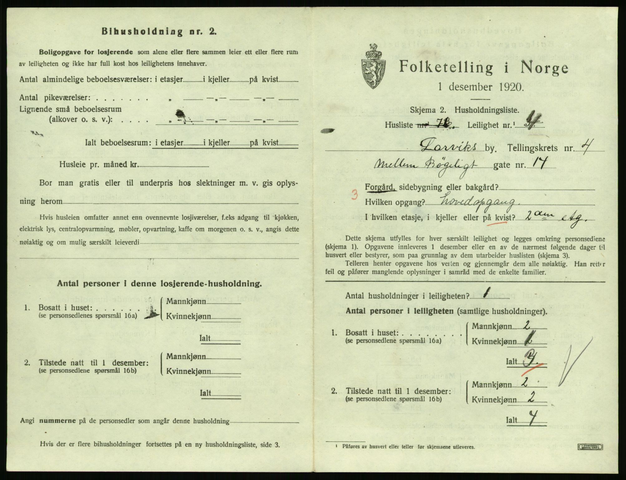 SAKO, 1920 census for Larvik, 1920, p. 4526