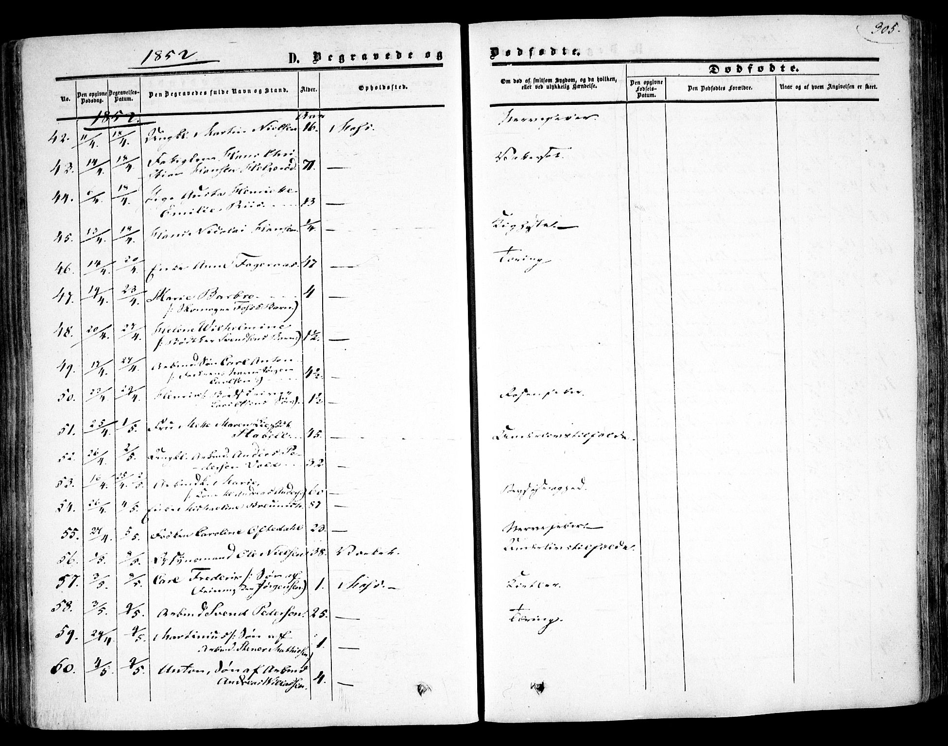 Moss prestekontor Kirkebøker, SAO/A-2003/F/Fa/L0008: Parish register (official) no. I 8, 1852-1869, p. 305