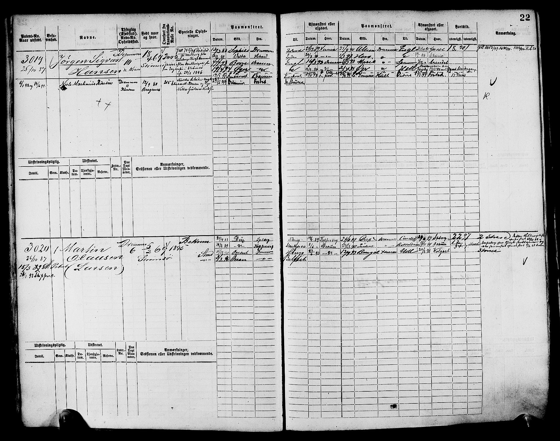 Drammen innrulleringsdistrikt, AV/SAKO-A-781/F/Fc/L0004: Hovedrulle, 1885, p. 24