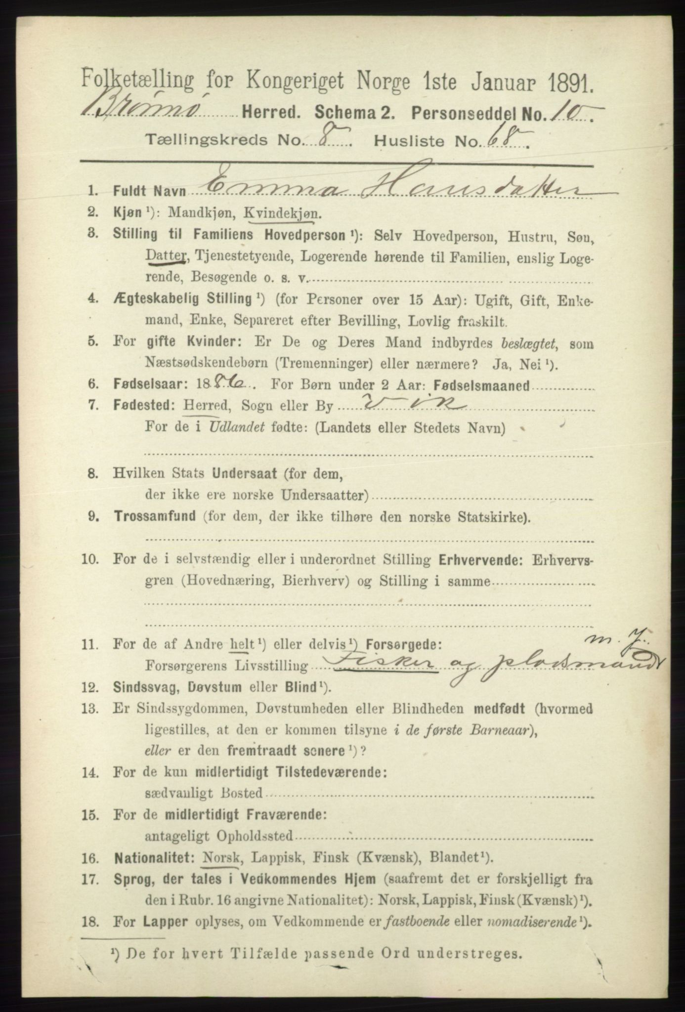 RA, 1891 census for 1814 Brønnøy, 1891, p. 4811