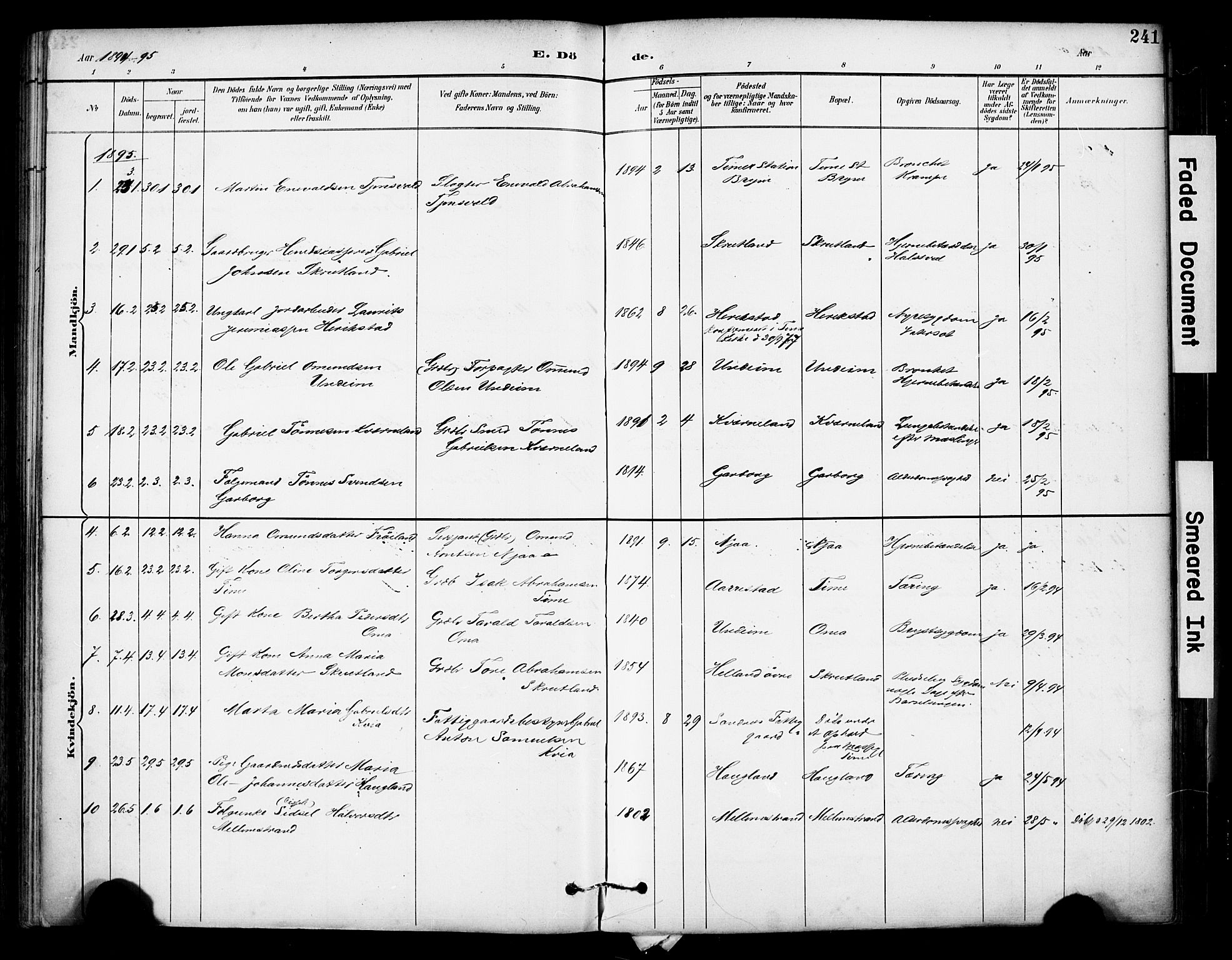 Lye sokneprestkontor, SAST/A-101794/001/30BA/L0011: Parish register (official) no. A 9, 1893-1903, p. 241