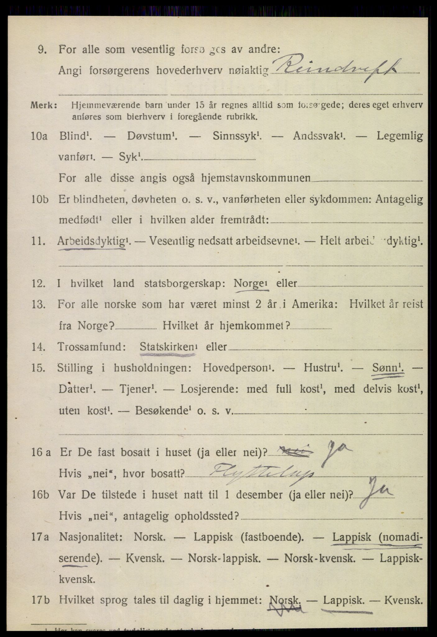 SAT, 1920 census for Tjøtta, 1920, p. 2100