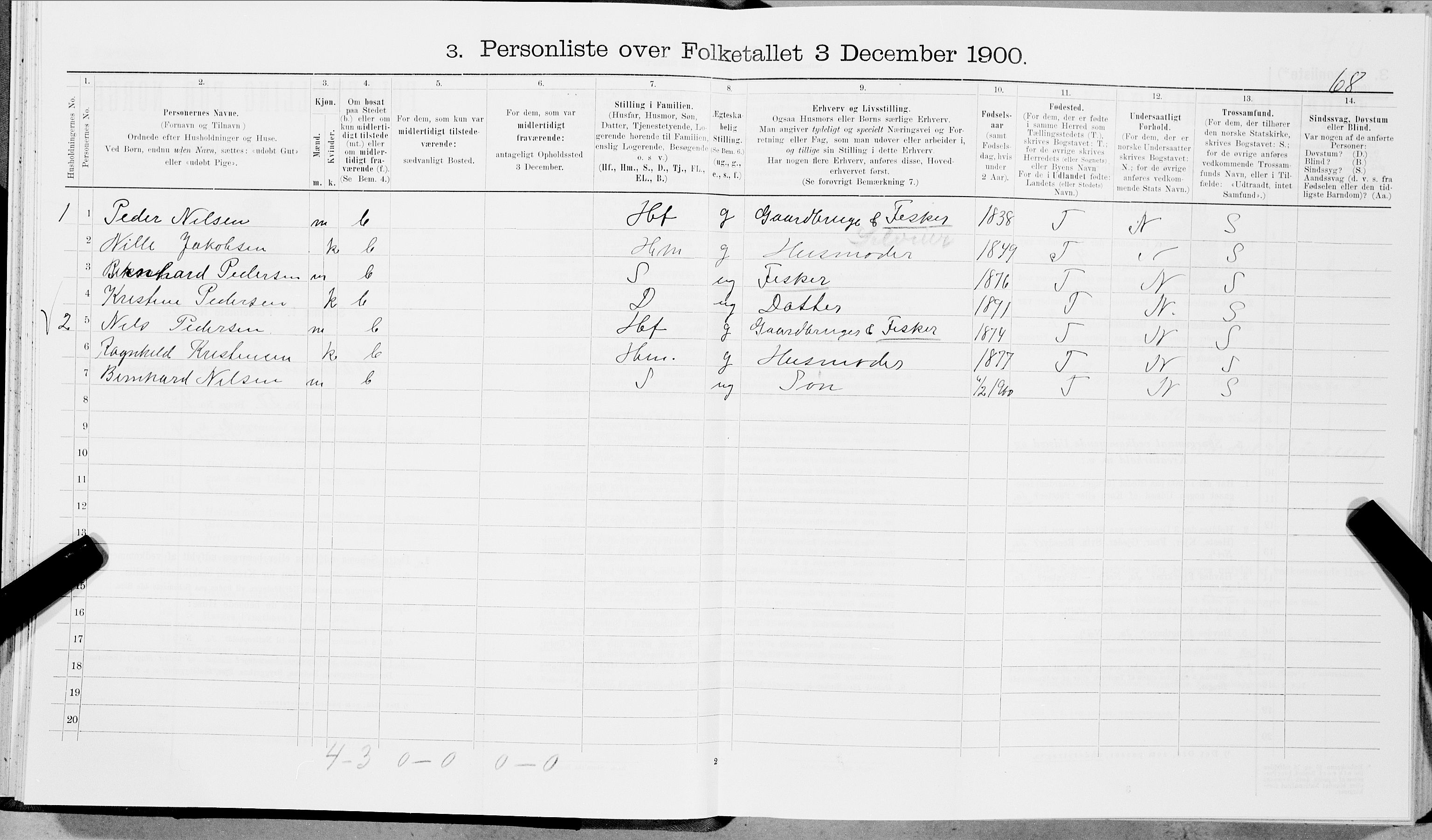 SAT, 1900 census for Hamarøy, 1900, p. 557