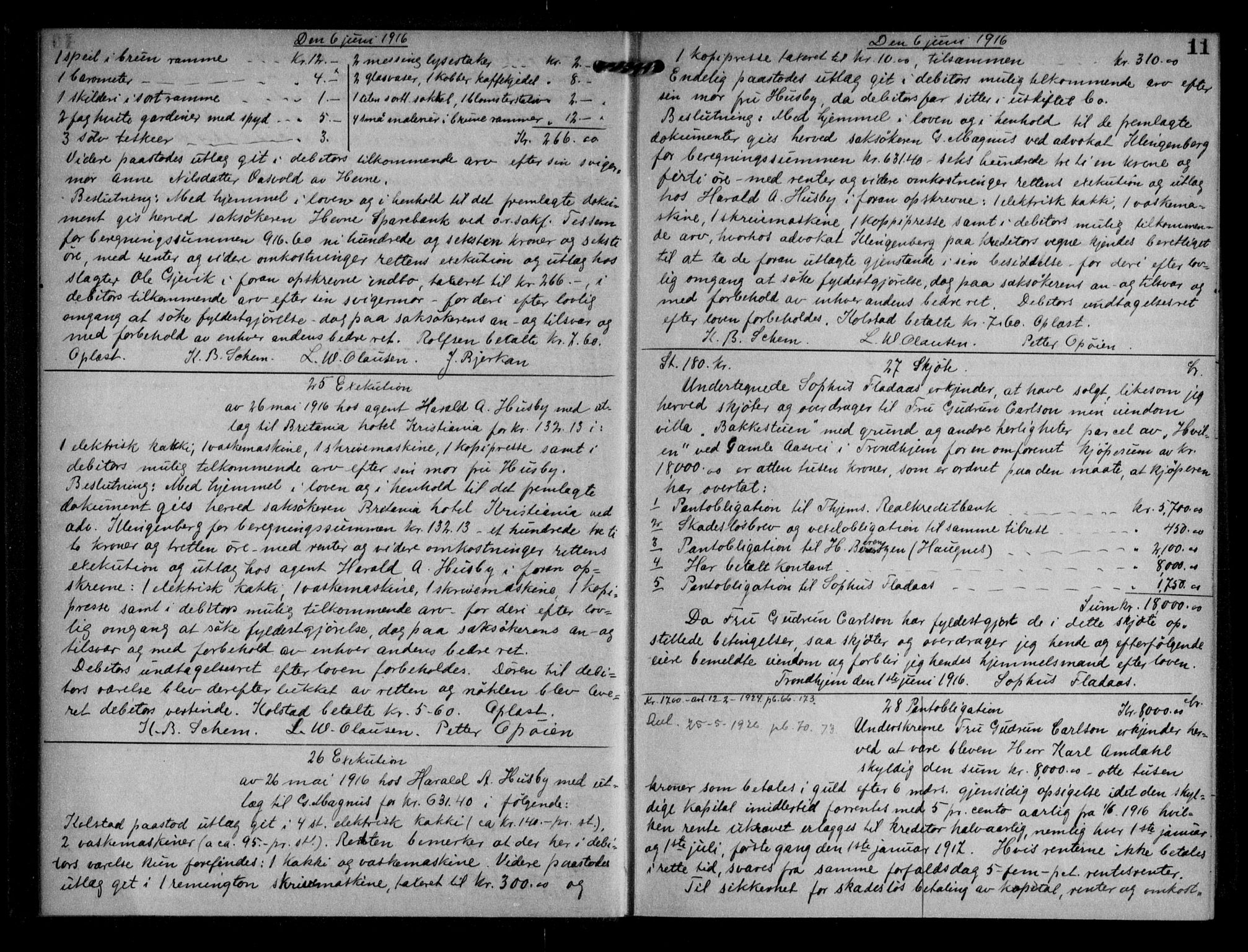 Trondheim byfogd, AV/SAT-A-0003/1/2/2C/L0057: Mortgage book no. 56, 1916-1917, p. 11