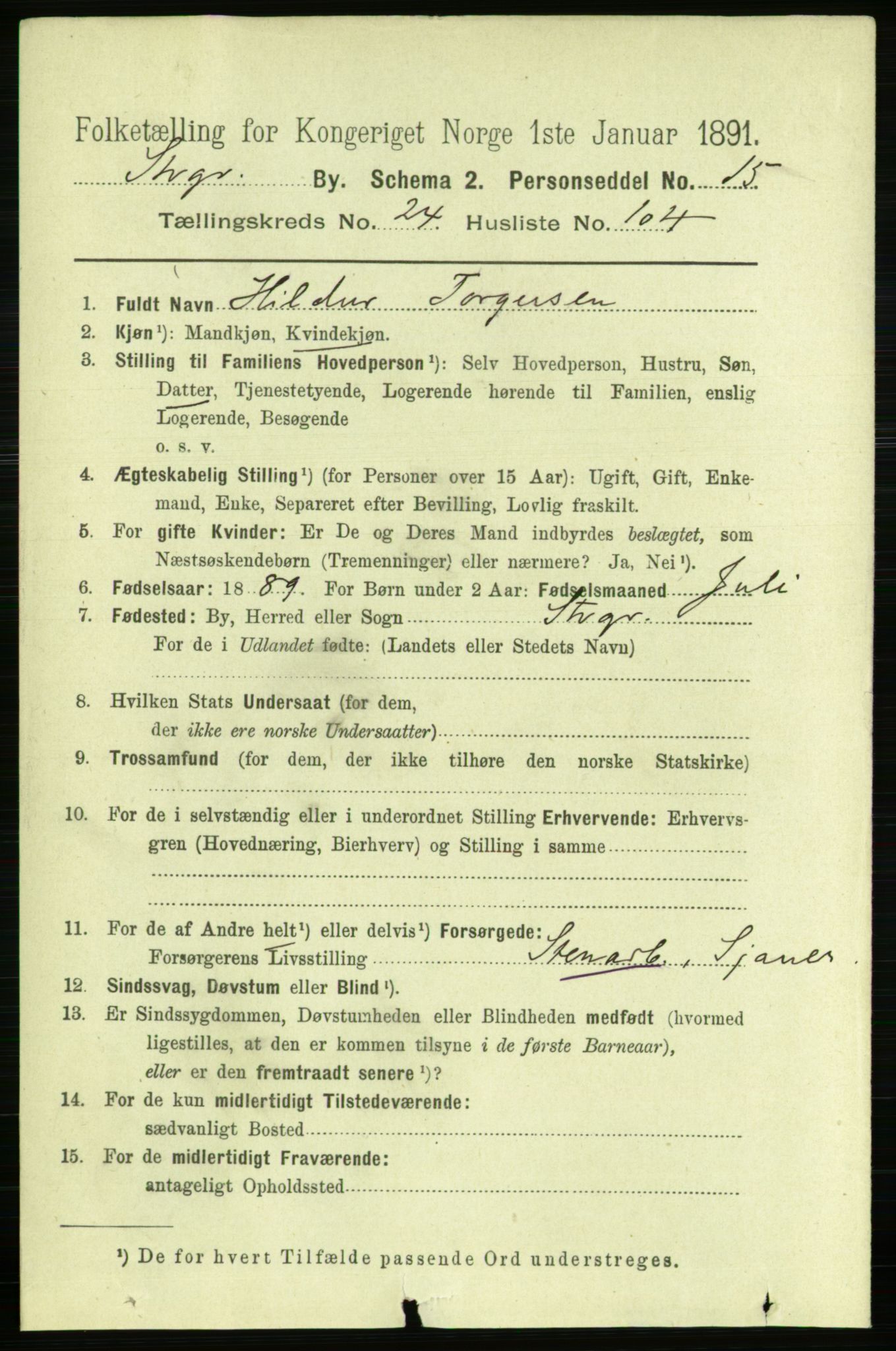 RA, 1891 census for 1103 Stavanger, 1891, p. 27740