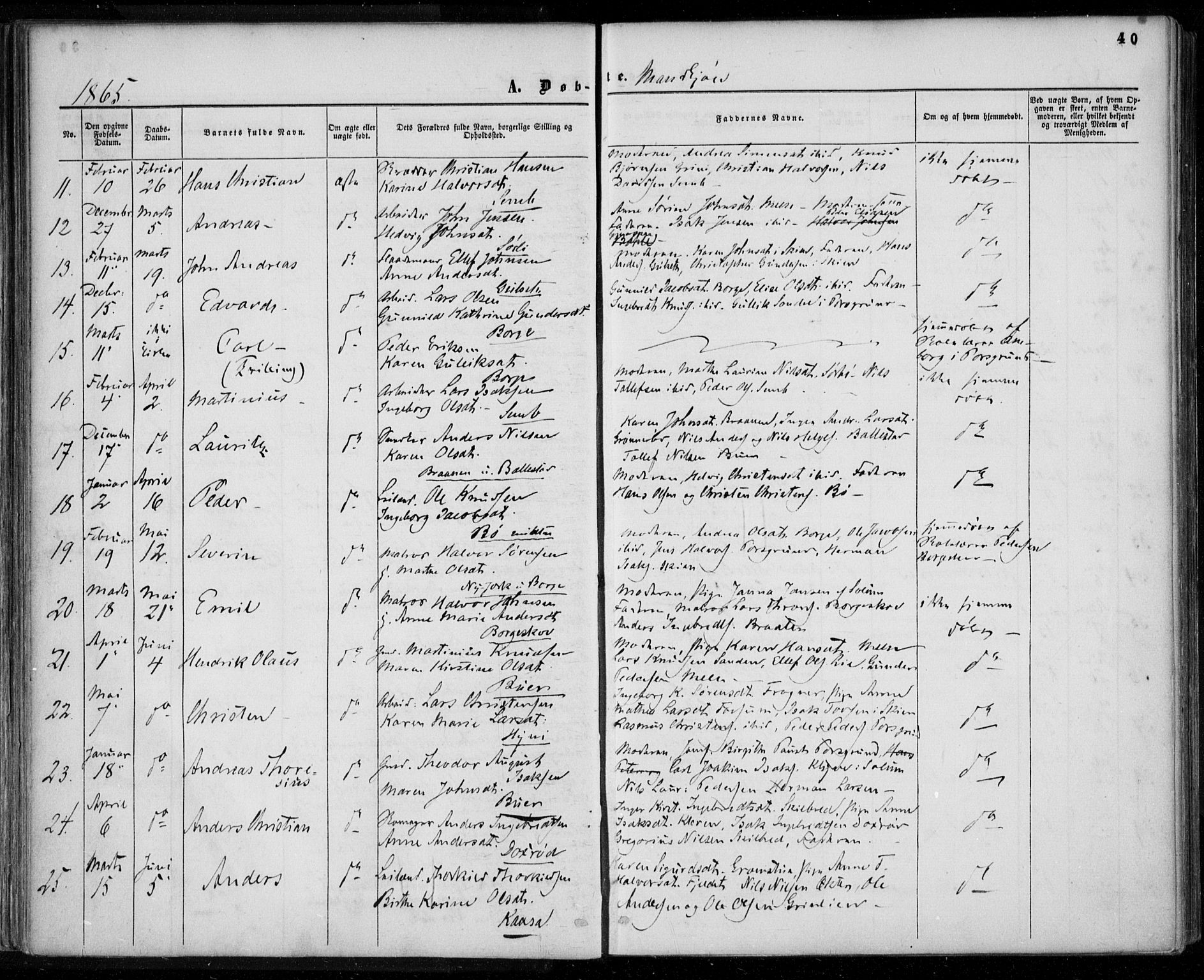 Gjerpen kirkebøker, SAKO/A-265/F/Fa/L0008a: Parish register (official) no. I 8A, 1857-1871, p. 40