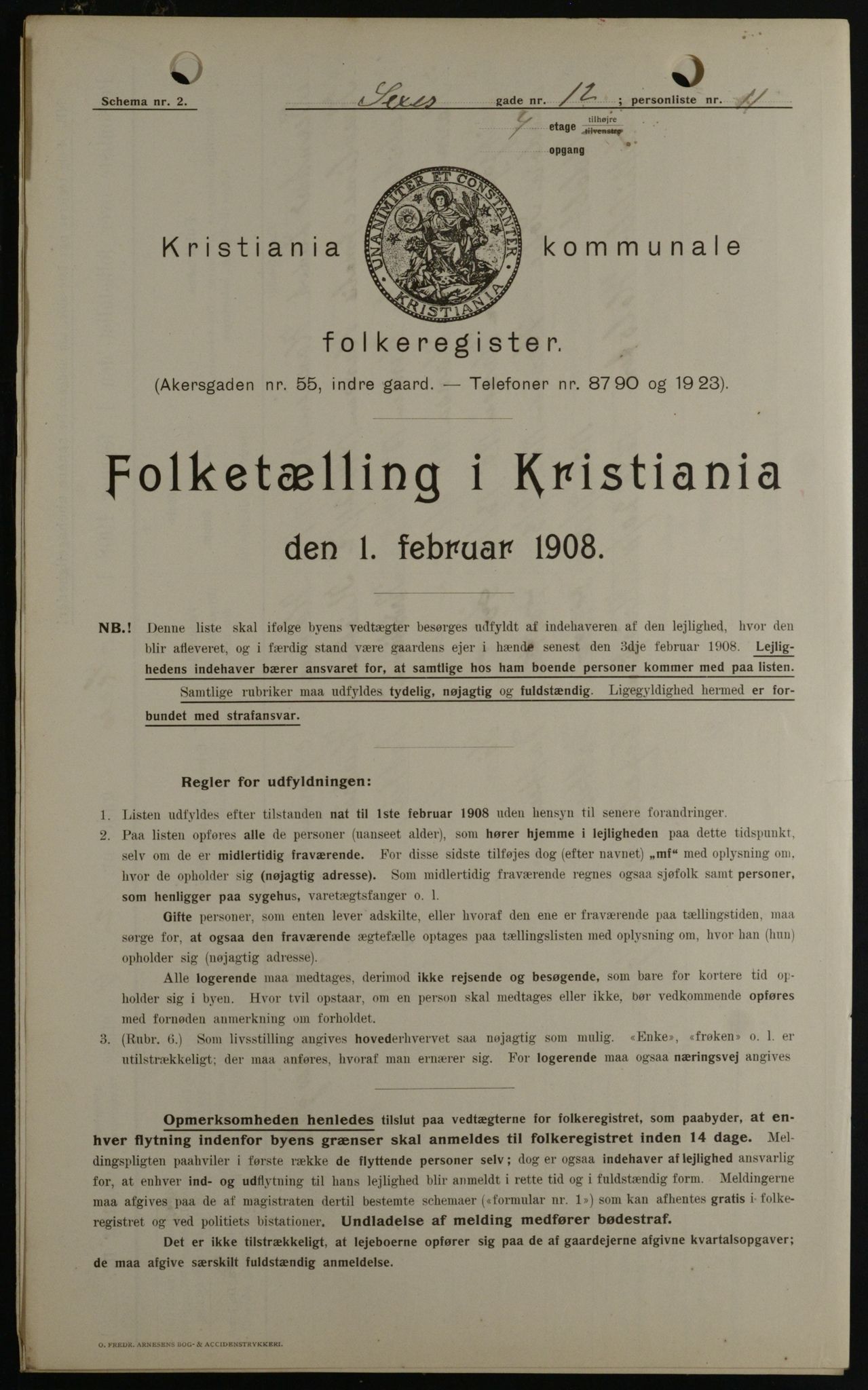 OBA, Municipal Census 1908 for Kristiania, 1908, p. 85302