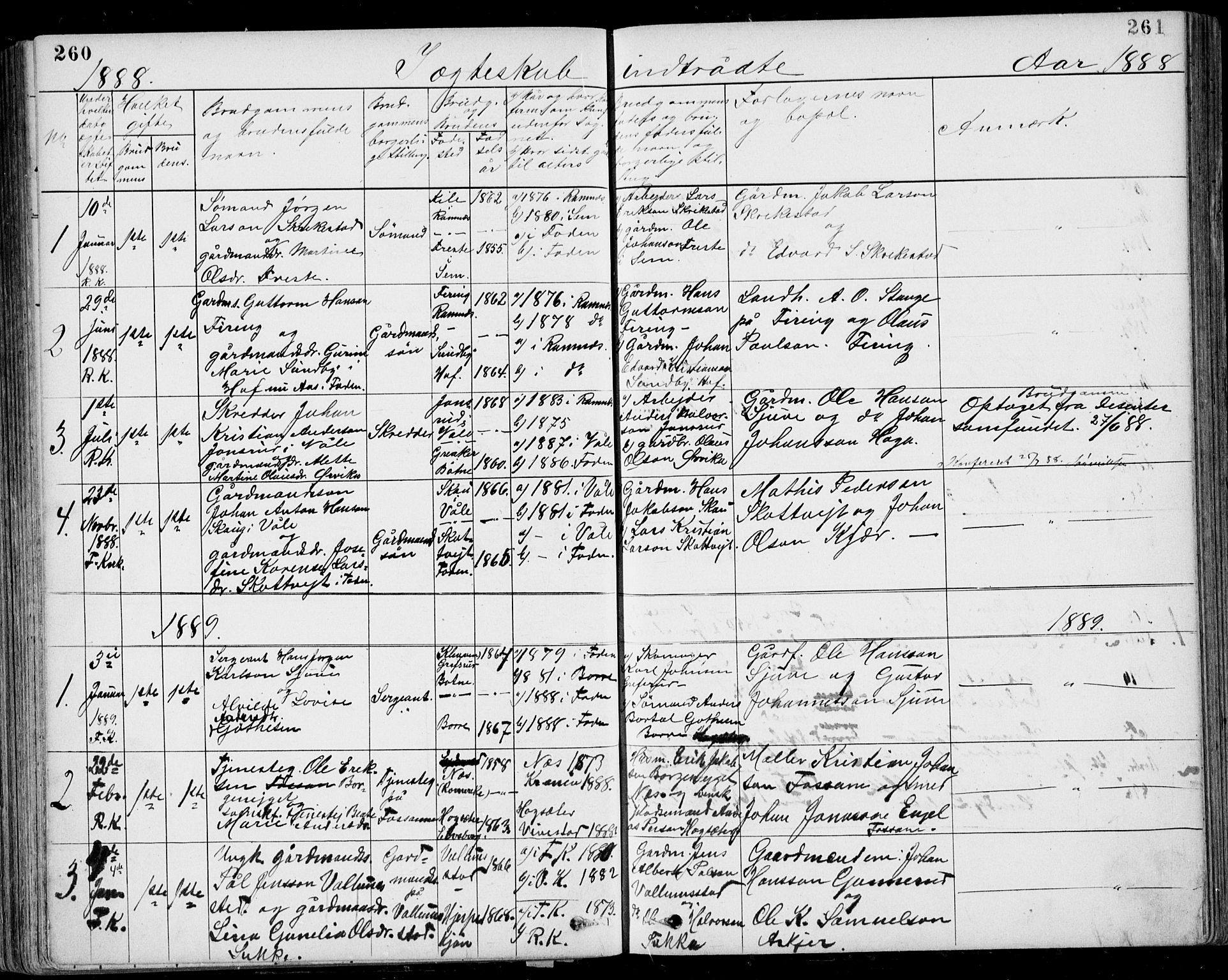 Ramnes kirkebøker, AV/SAKO-A-314/G/Gb/L0001: Parish register (copy) no. II 1, 1869-1904, p. 260-261