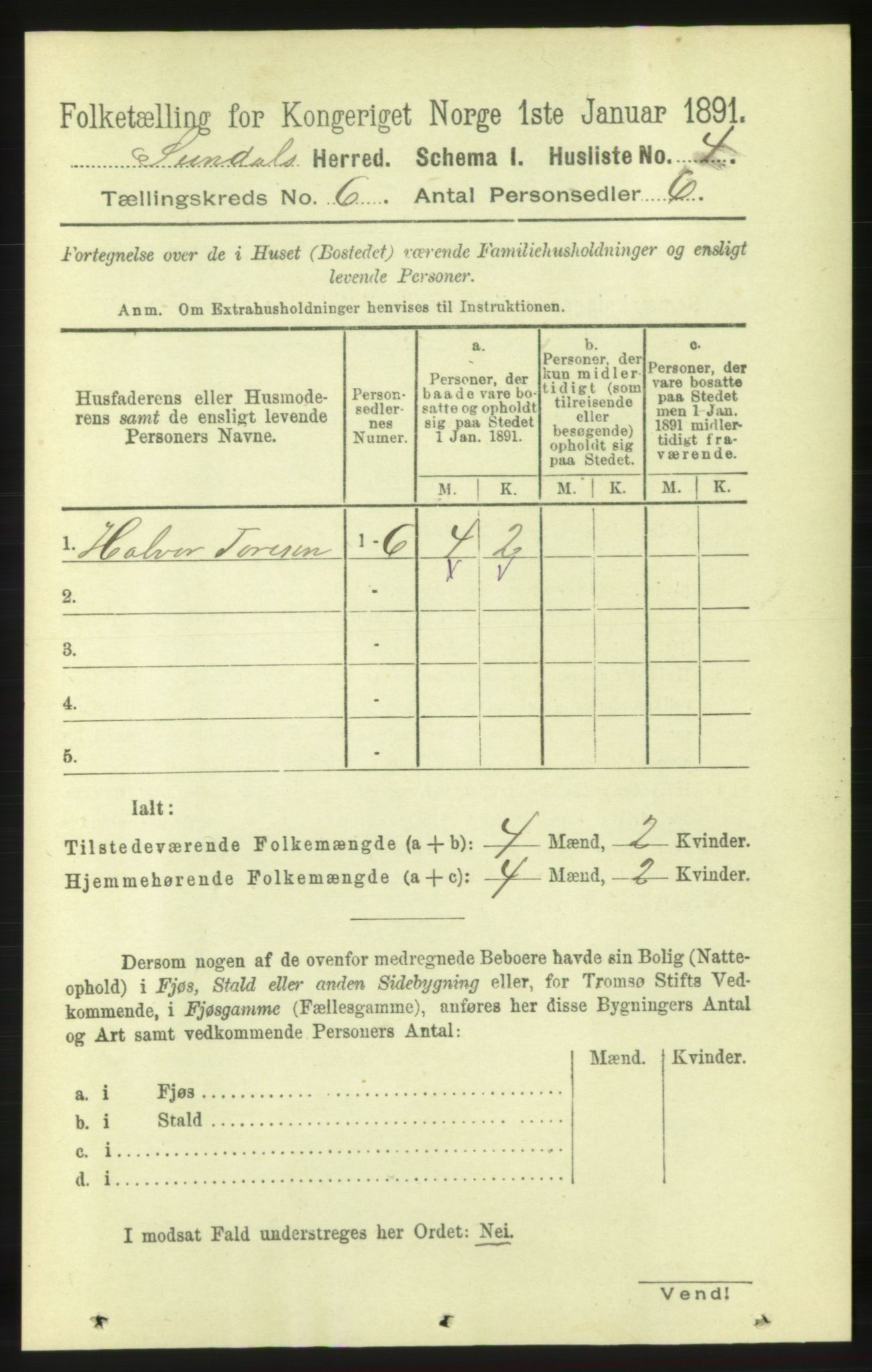 RA, 1891 census for 1563 Sunndal, 1891, p. 1554