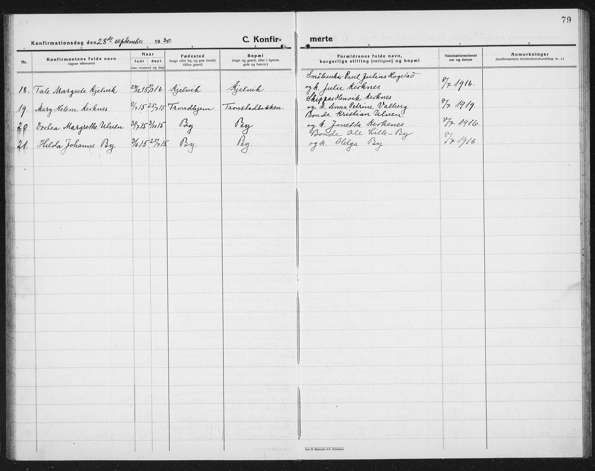 Ministerialprotokoller, klokkerbøker og fødselsregistre - Nord-Trøndelag, SAT/A-1458/730/L0303: Parish register (copy) no. 730C06, 1924-1933, p. 79