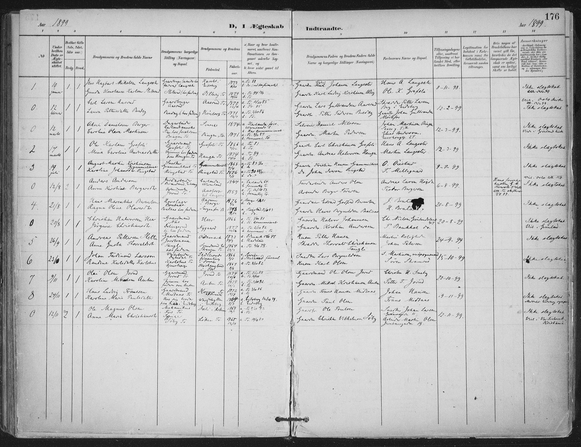 Trøgstad prestekontor Kirkebøker, SAO/A-10925/F/Fa/L0011: Parish register (official) no. I 11, 1899-1919, p. 176