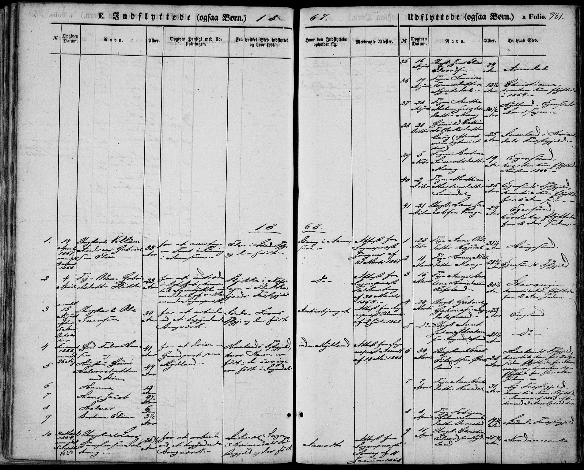 Sokndal sokneprestkontor, SAST/A-101808: Parish register (official) no. A 9, 1857-1874, p. 381