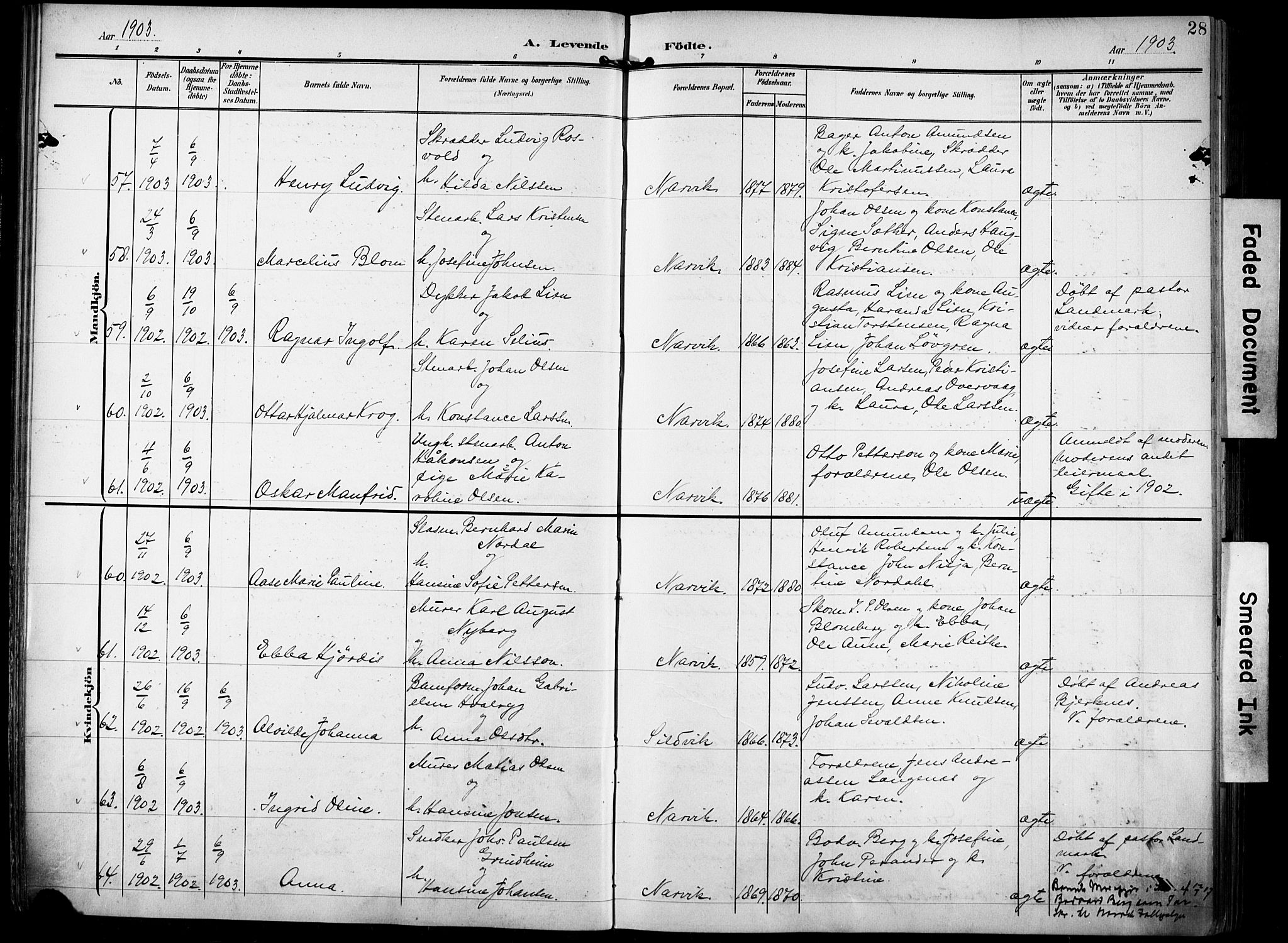 Ministerialprotokoller, klokkerbøker og fødselsregistre - Nordland, AV/SAT-A-1459/871/L0994: Parish register (official) no. 871A10, 1902-1910, p. 28