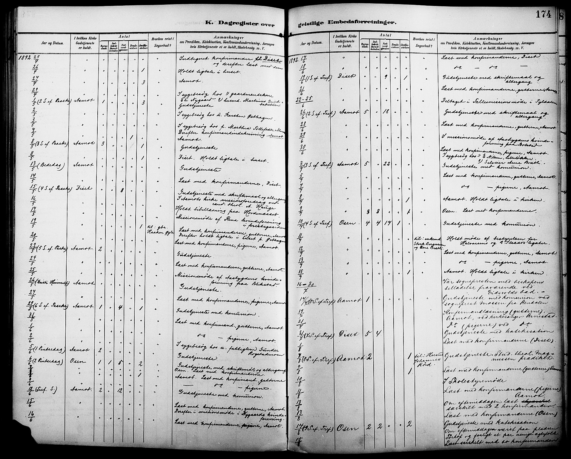 Åmot prestekontor, Hedmark, AV/SAH-PREST-056/H/Ha/Haa/L0011: Parish register (official) no. 11, 1890-1897, p. 174