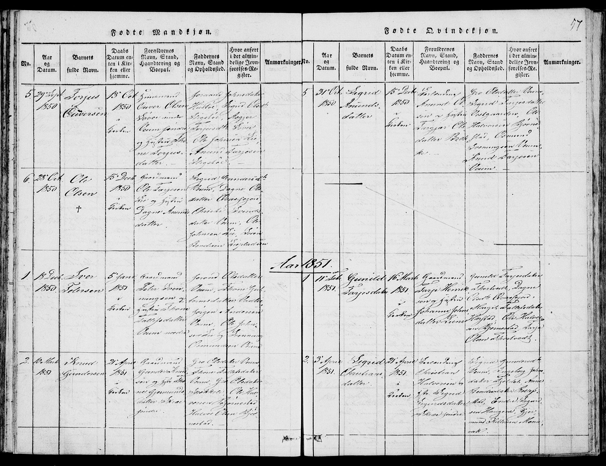 Fyresdal kirkebøker, SAKO/A-263/F/Fb/L0001: Parish register (official) no. II 1, 1815-1854, p. 57
