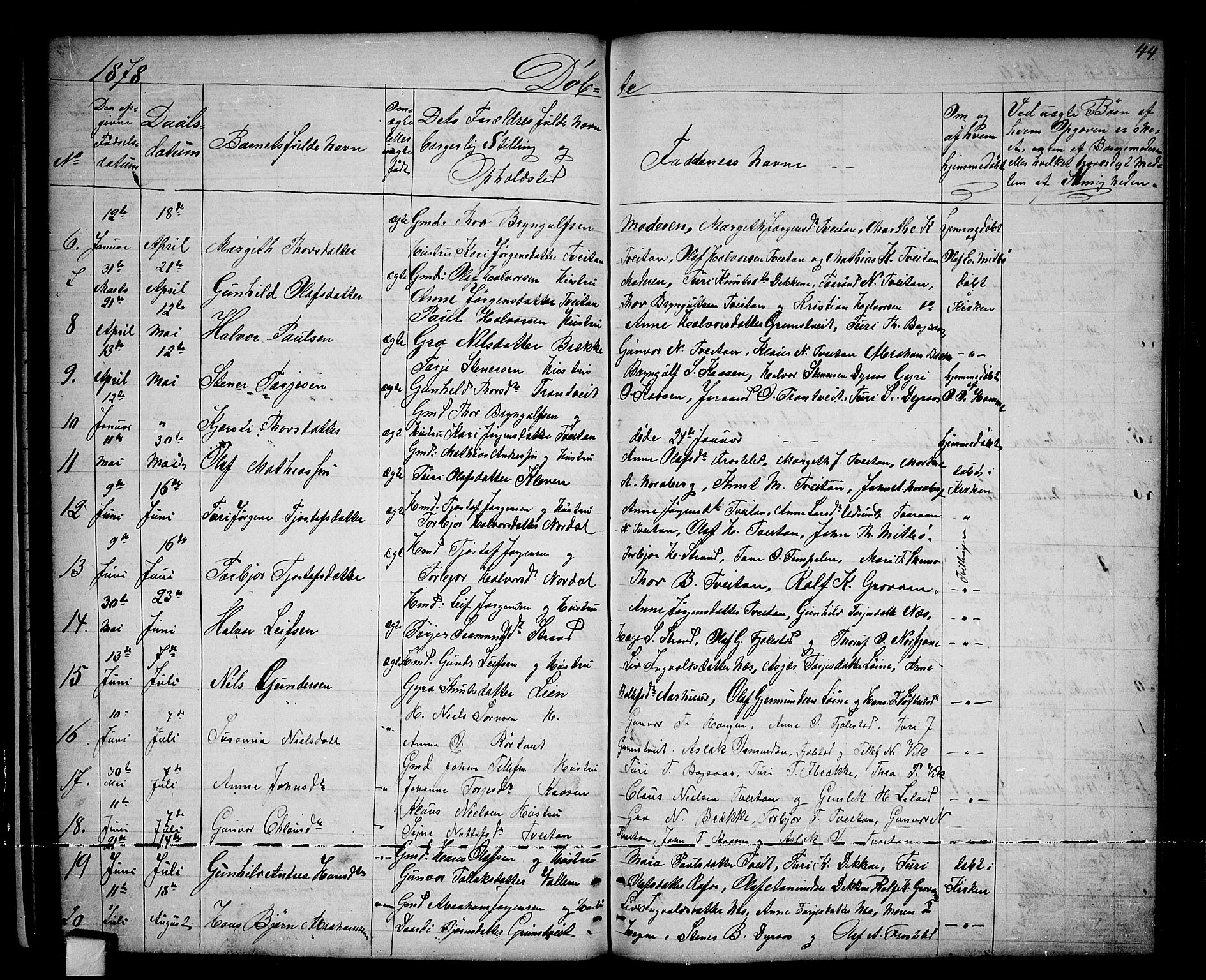 Nissedal kirkebøker, SAKO/A-288/G/Ga/L0002: Parish register (copy) no. I 2, 1861-1887, p. 44