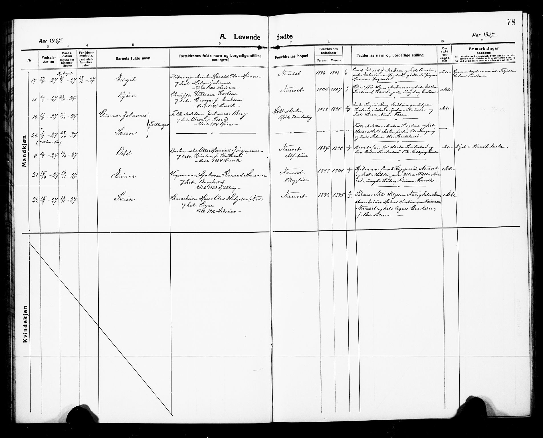 Hedrum kirkebøker, AV/SAKO-A-344/G/Ga/L0005: Parish register (copy) no. I 5, 1916-1930, p. 78