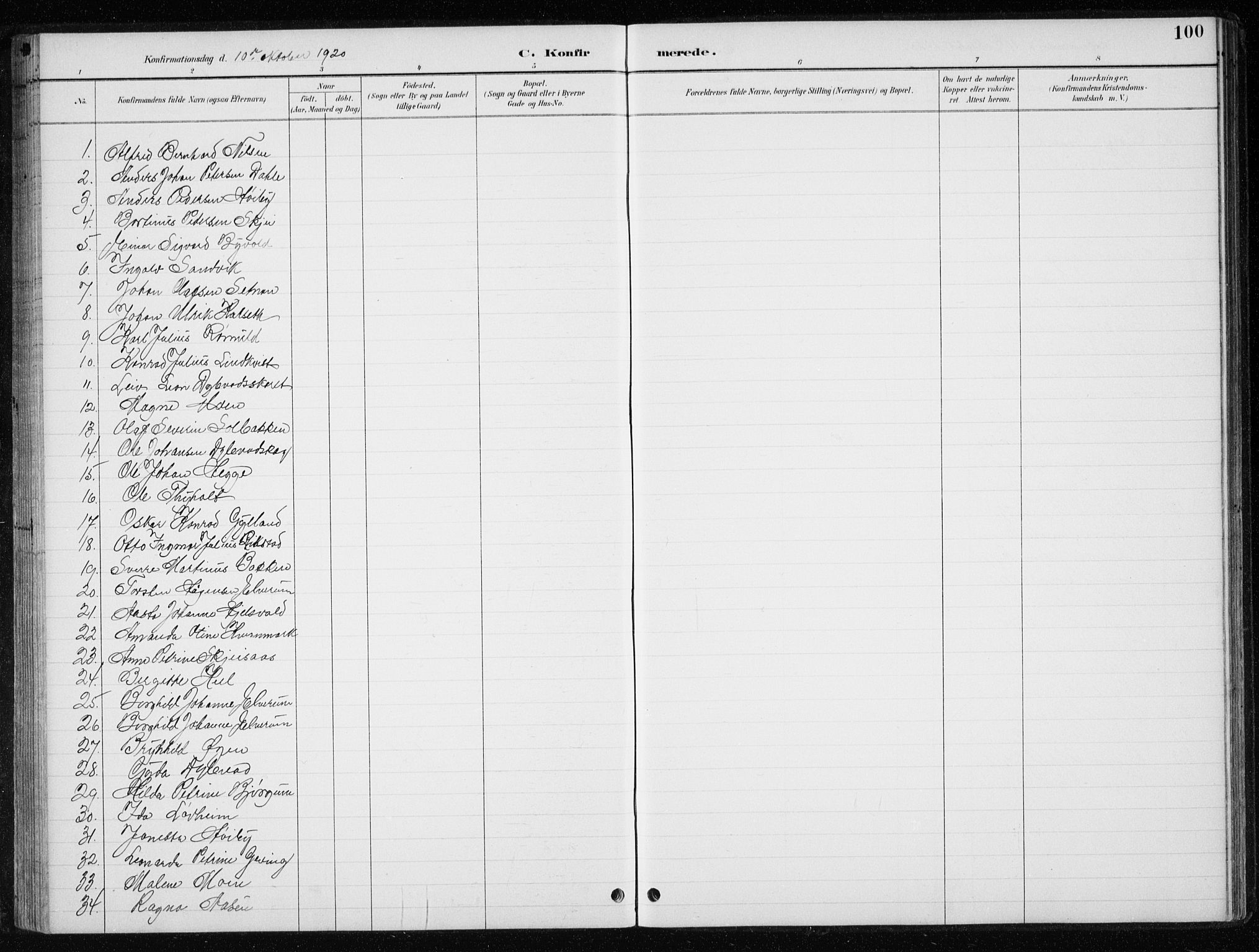 Ministerialprotokoller, klokkerbøker og fødselsregistre - Nord-Trøndelag, AV/SAT-A-1458/710/L0096: Parish register (copy) no. 710C01, 1892-1925, p. 100