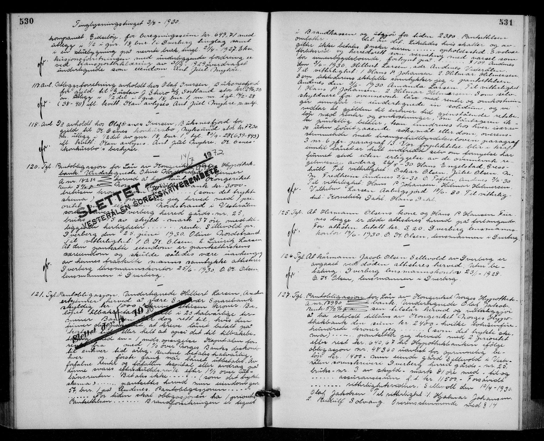 Vesterålen sorenskriveri, SAT/A-4180/1/2/2Ca/L0048: Mortgage book no. 41, 1928-1932, Deed date: 03.07.1930
