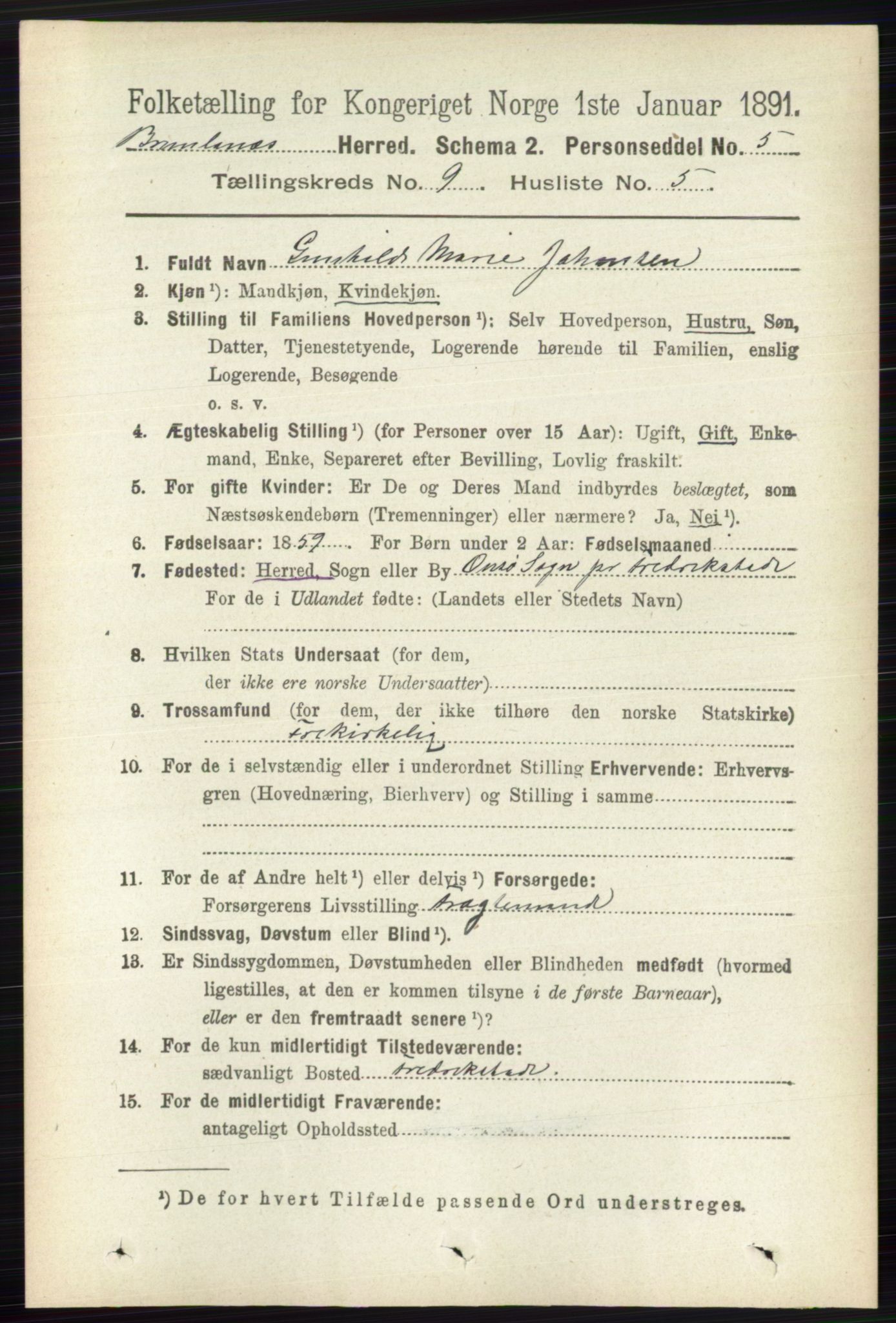 RA, 1891 census for 0726 Brunlanes, 1891, p. 4157