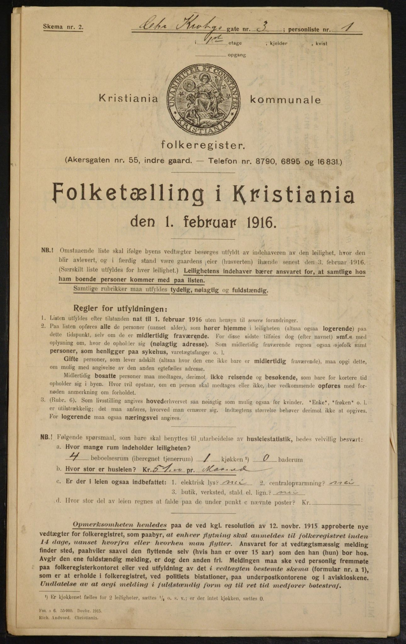 OBA, Municipal Census 1916 for Kristiania, 1916, p. 11836