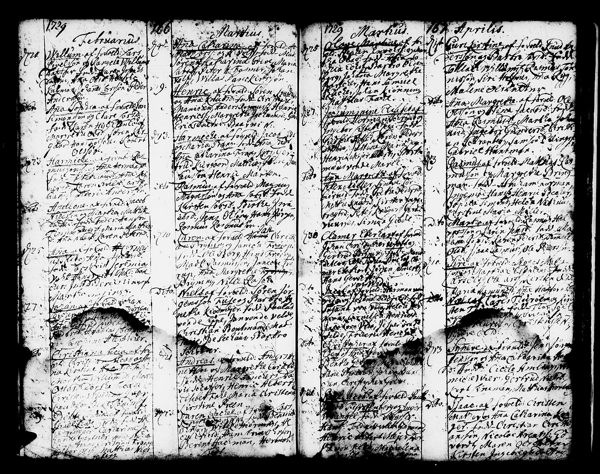 Domkirken sokneprestembete, SAB/A-74801/H/Haa/L0001: Parish register (official) no. A 1, 1719-1732, p. 166-167