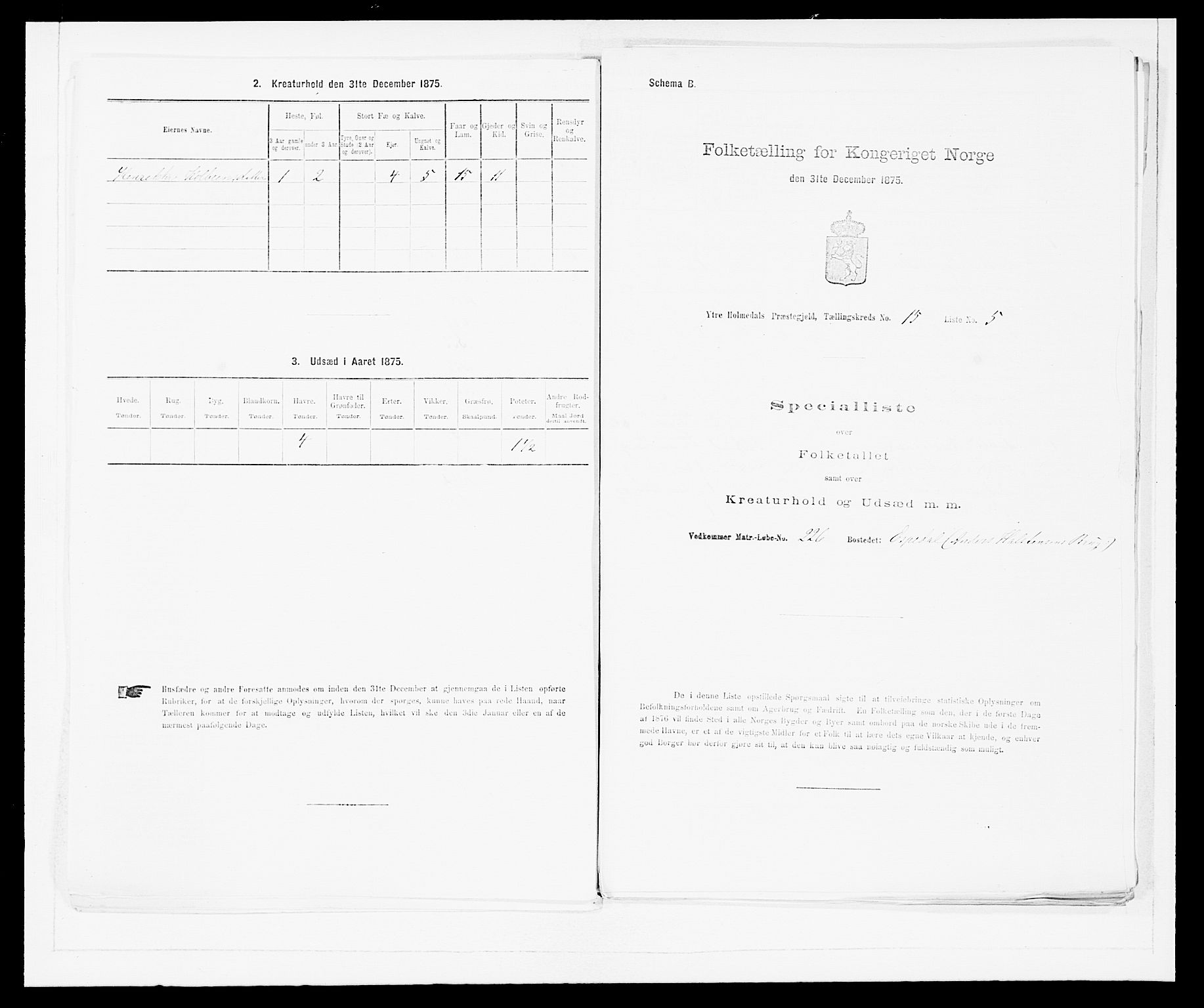 SAB, 1875 census for 1429P Ytre Holmedal, 1875, p. 1031