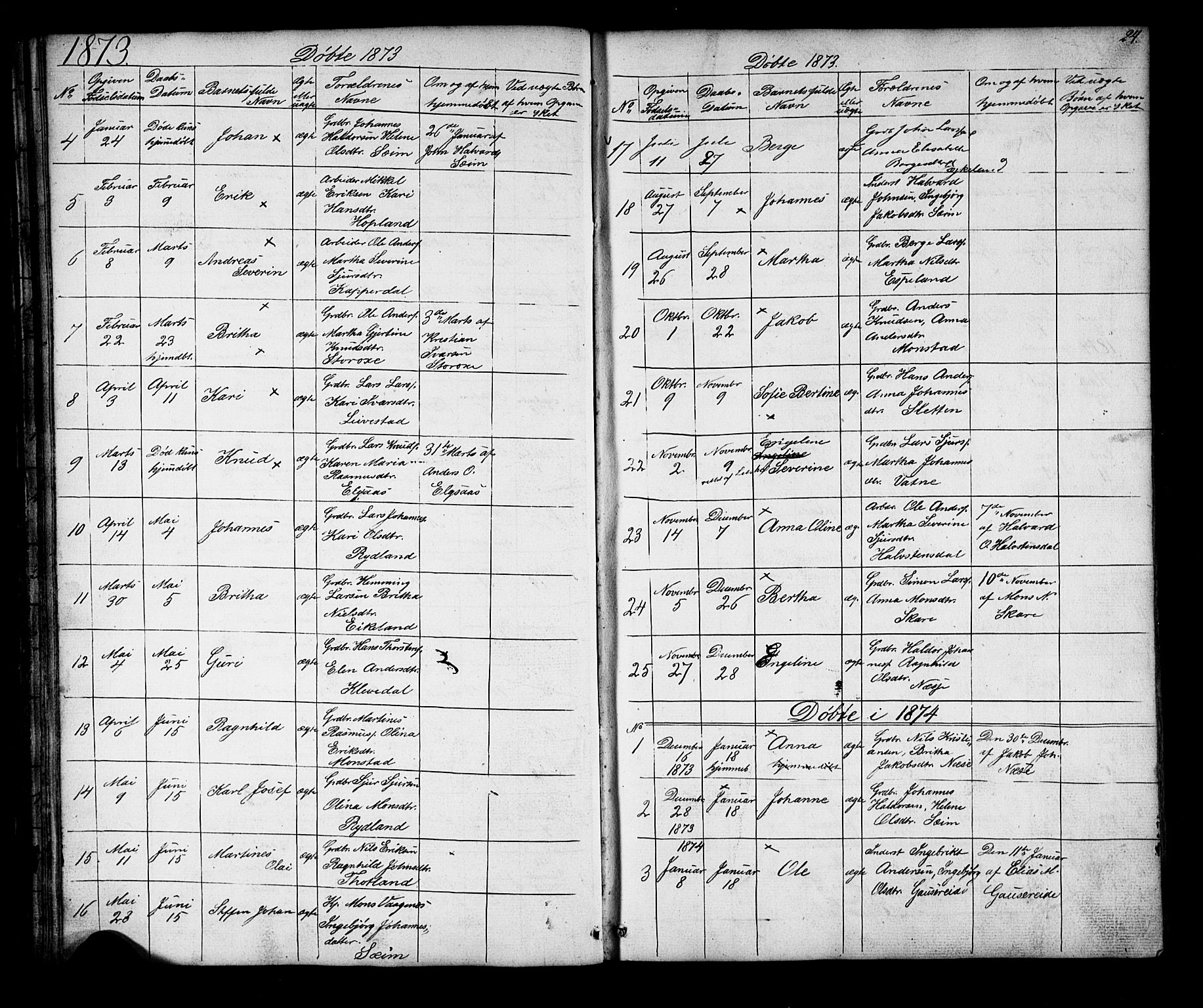Alversund Sokneprestembete, SAB/A-73901/H/Ha/Hab: Parish register (copy) no. D 2, 1851-1889, p. 24