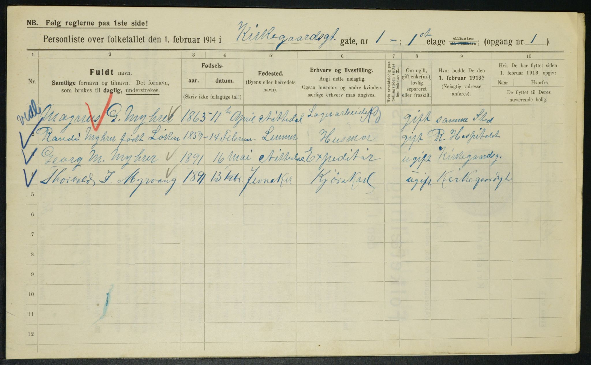 OBA, Municipal Census 1914 for Kristiania, 1914, p. 49984