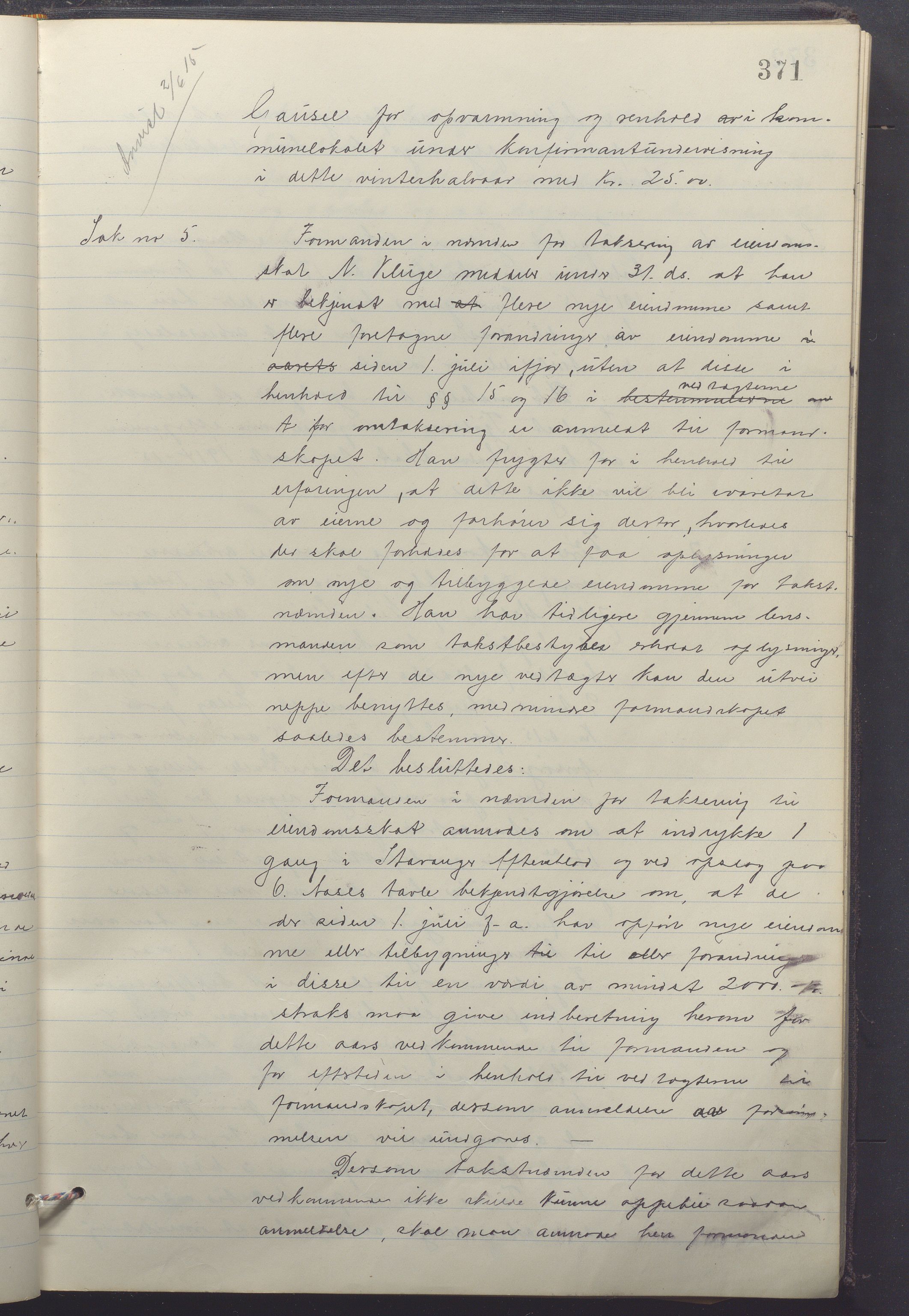 Sandnes kommune - Formannskapet og Bystyret, IKAR/K-100188/Aa/L0008: Møtebok, 1913-1917, p. 371