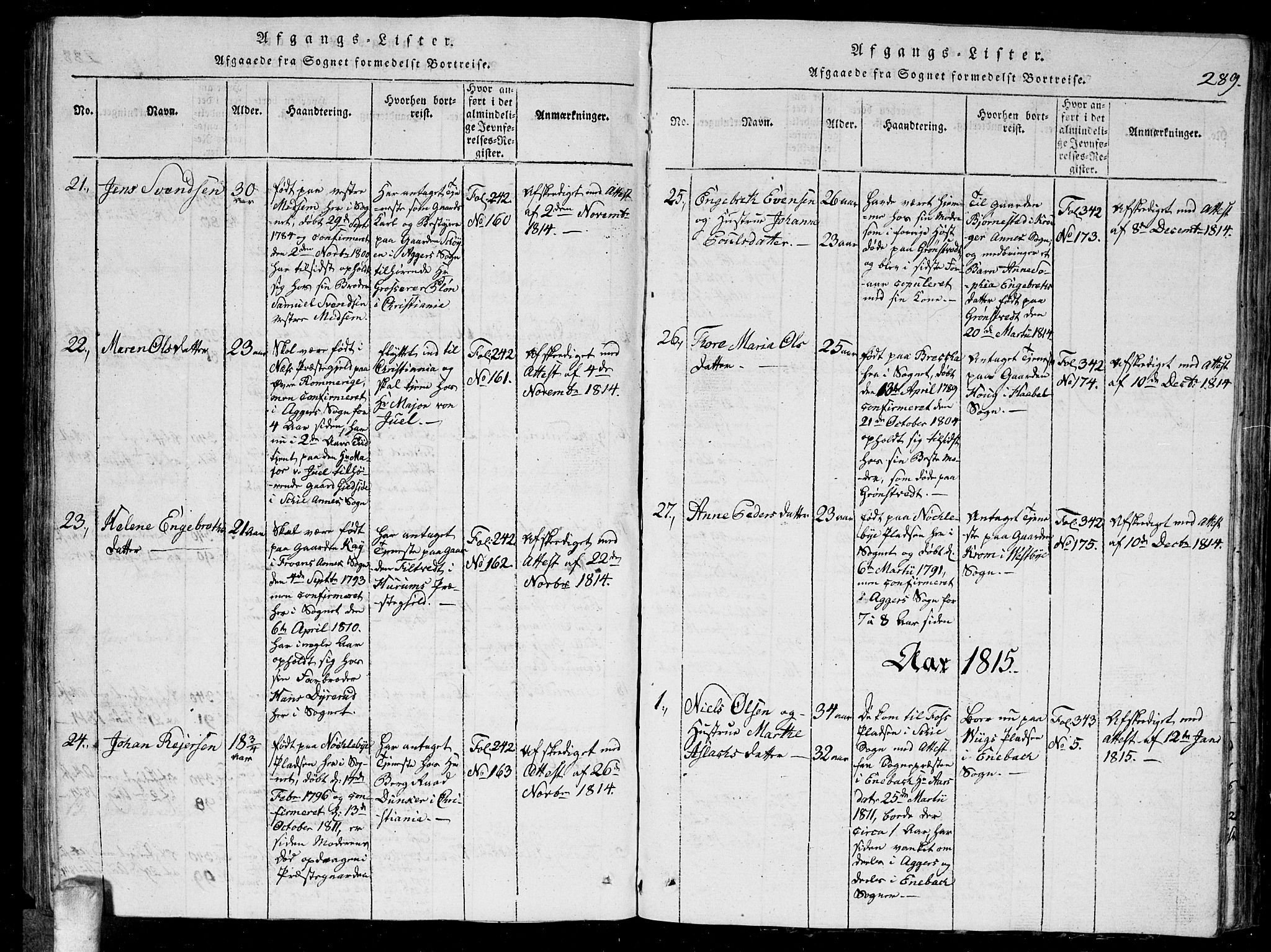 Kråkstad prestekontor Kirkebøker, SAO/A-10125a/G/Ga/L0001: Parish register (copy) no. I 1, 1813-1824, p. 289