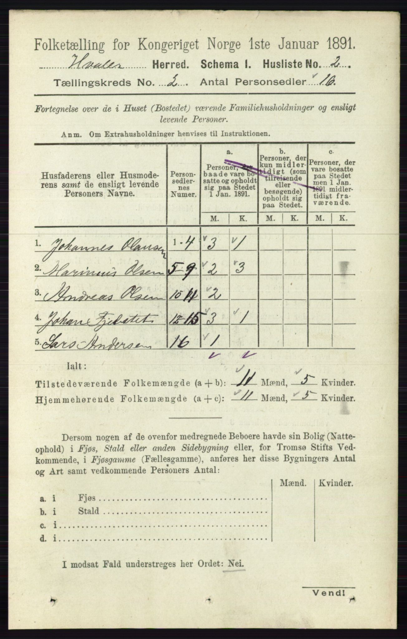 RA, 1891 census for 0111 Hvaler, 1891, p. 881