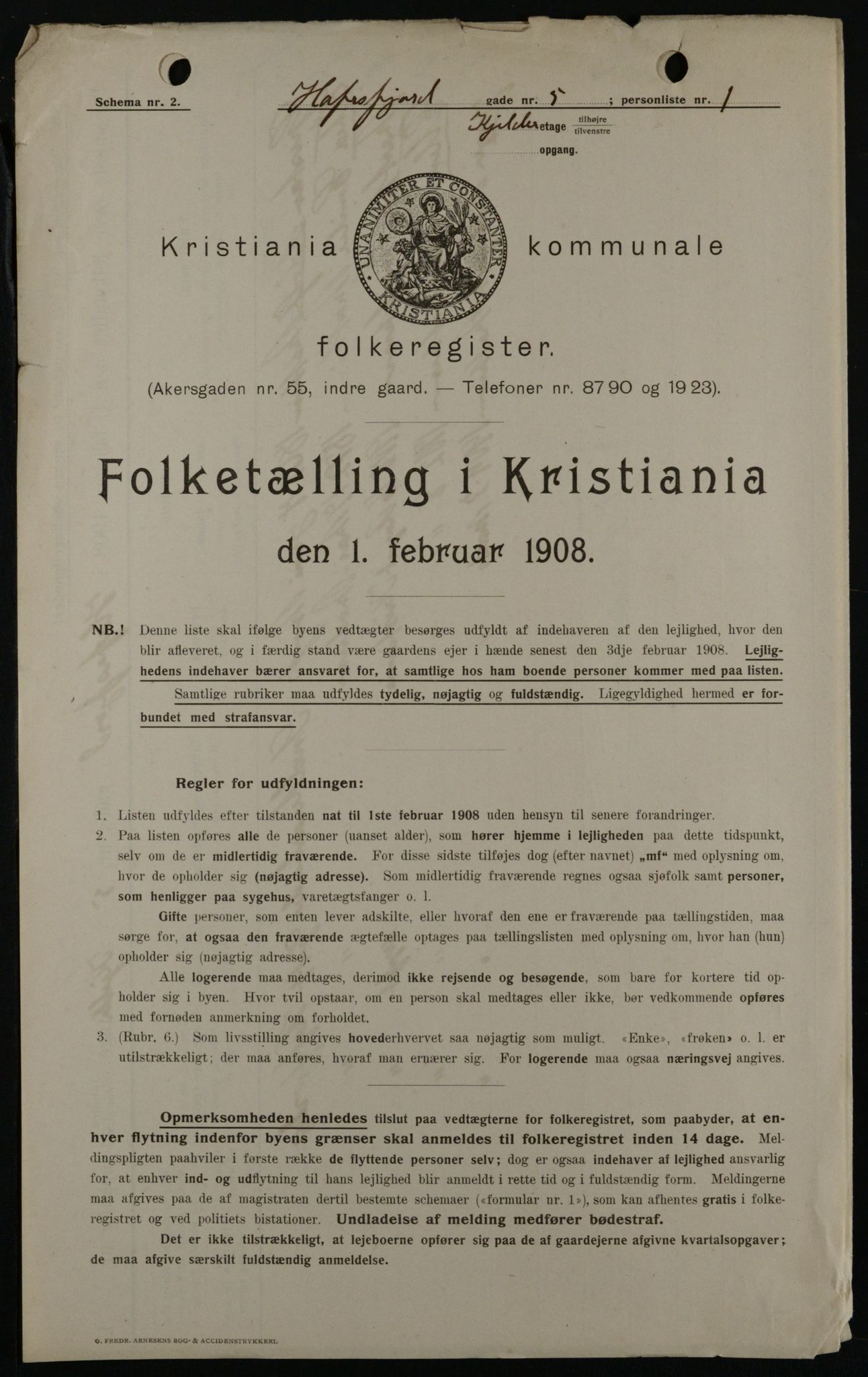 OBA, Municipal Census 1908 for Kristiania, 1908, p. 30108