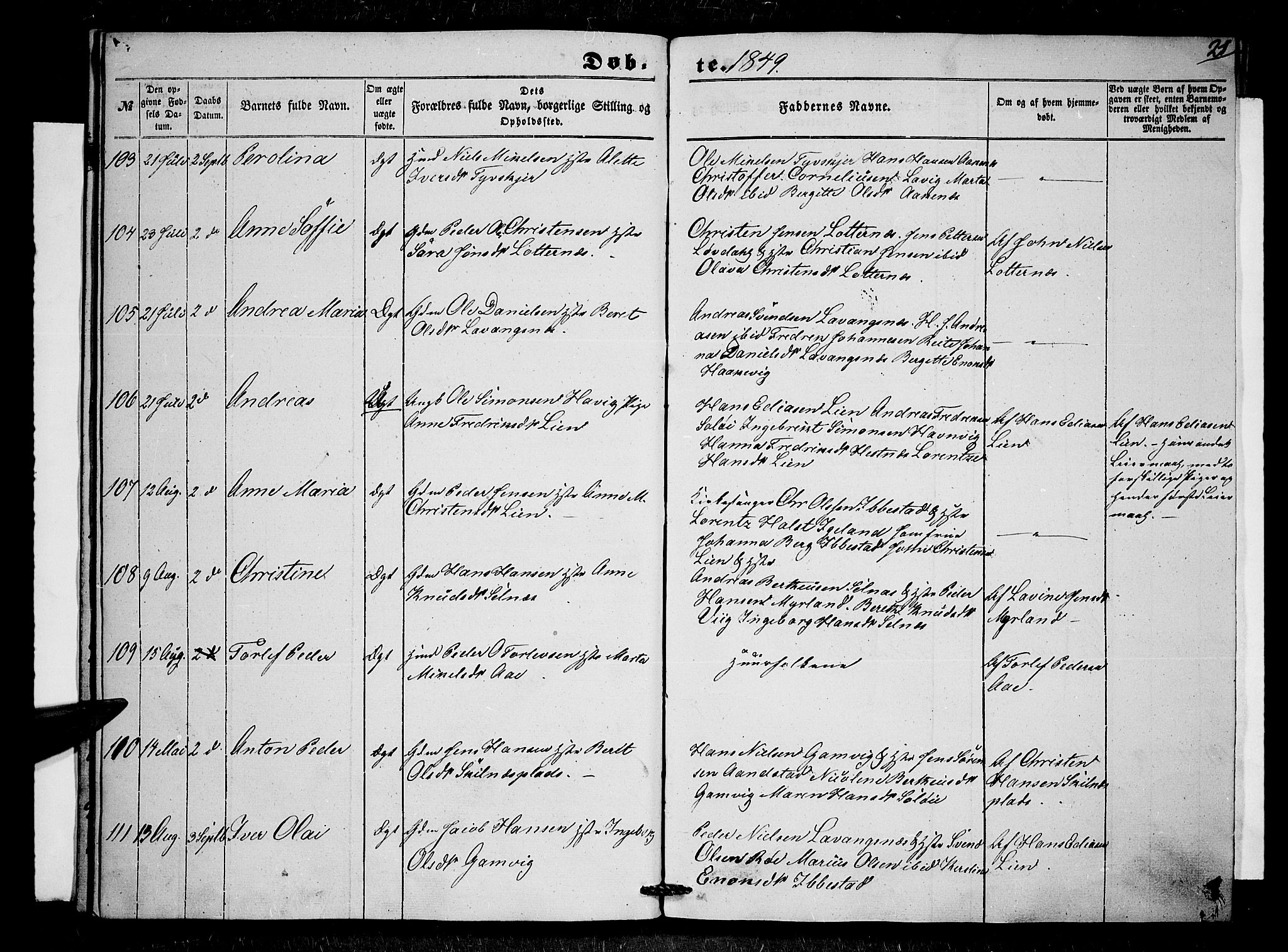 Ibestad sokneprestembete, AV/SATØ-S-0077/H/Ha/Haa/L0007kirke: Parish register (official) no. 7, 1847-1850, p. 21