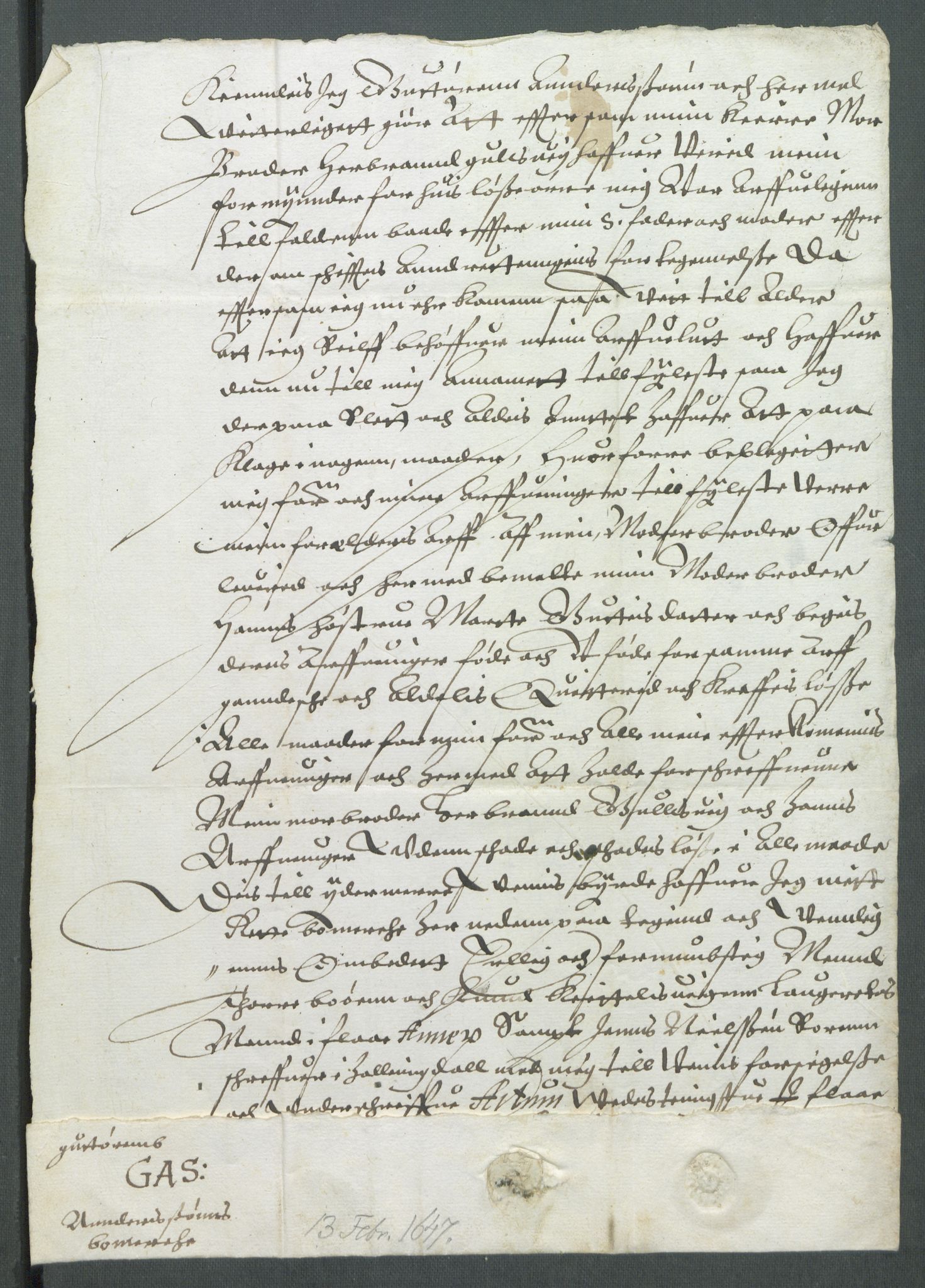 Riksarkivets diplomsamling, AV/RA-EA-5965/F02/L0160: Dokumenter, 1647, p. 4